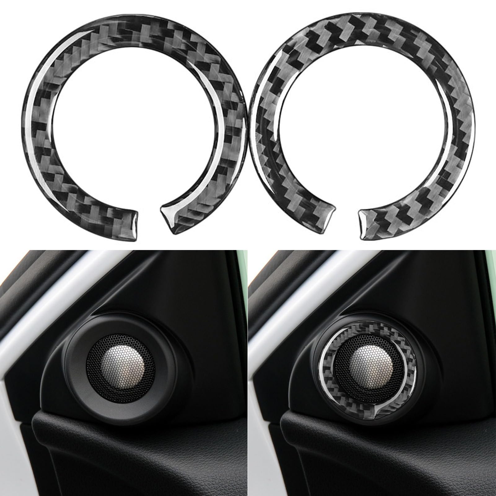 Premium Carbon Fiber Interior Trim Kit for 2013-2017 Honda Accord 9th Gen - A Pillar Speaker Covers & Door Side Panels (Fits SE/LX/Sport/EX/EX-L/Touring/Hybrid Models) - Upgrade Your Car Interior with Durable Accessories for Enhanced Style & Protection