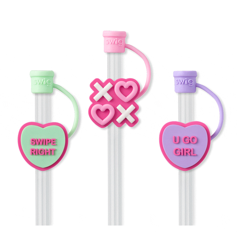 Be Mine Straw Topper Set - 12pcs Valentine's Day Cup Decorations for Parties, Weddings & Romantic Dates - Cute Heart-Shaped Drink Accessories