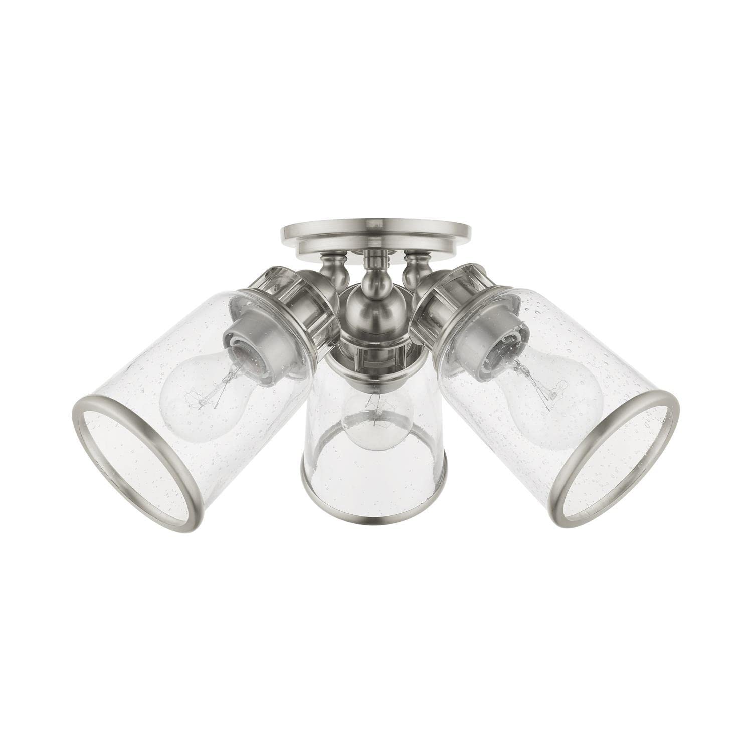 Livex Lighting Lawrenceville 3-Light Brushed Nickel Ceiling Mount Fixture - Perfect for Bedroom, Living Room & Dining Room Lighting