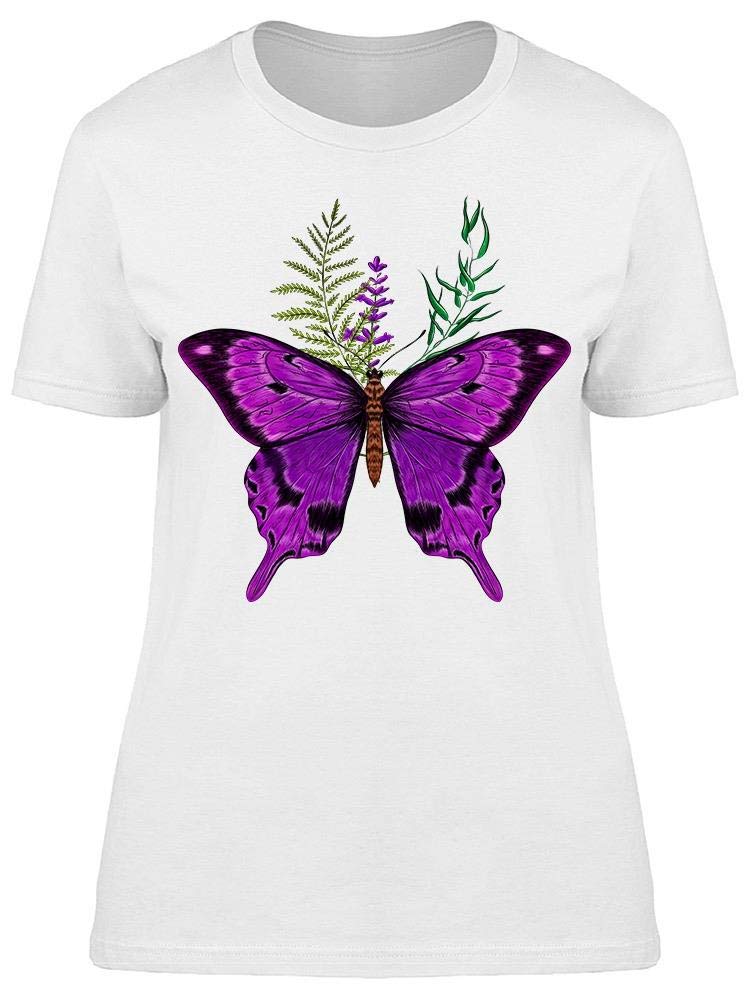 Violet Butterfly Bouquet Printed Women's T-Shirt - Floral Butterfly Design Casual Tee for Spring Outfits, Garden Parties & Date Nights