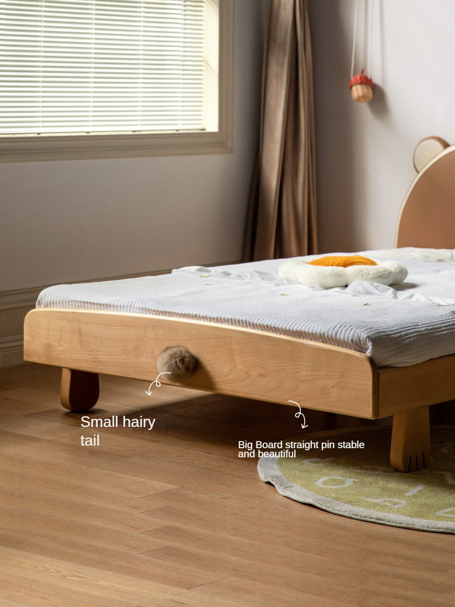 Solid Wood Bear Box Bed - Handcrafted from Premium Beech & Oak - Durable & Stylish Storage Solution for Kids' Rooms, Nurseries, and Cabin Decor