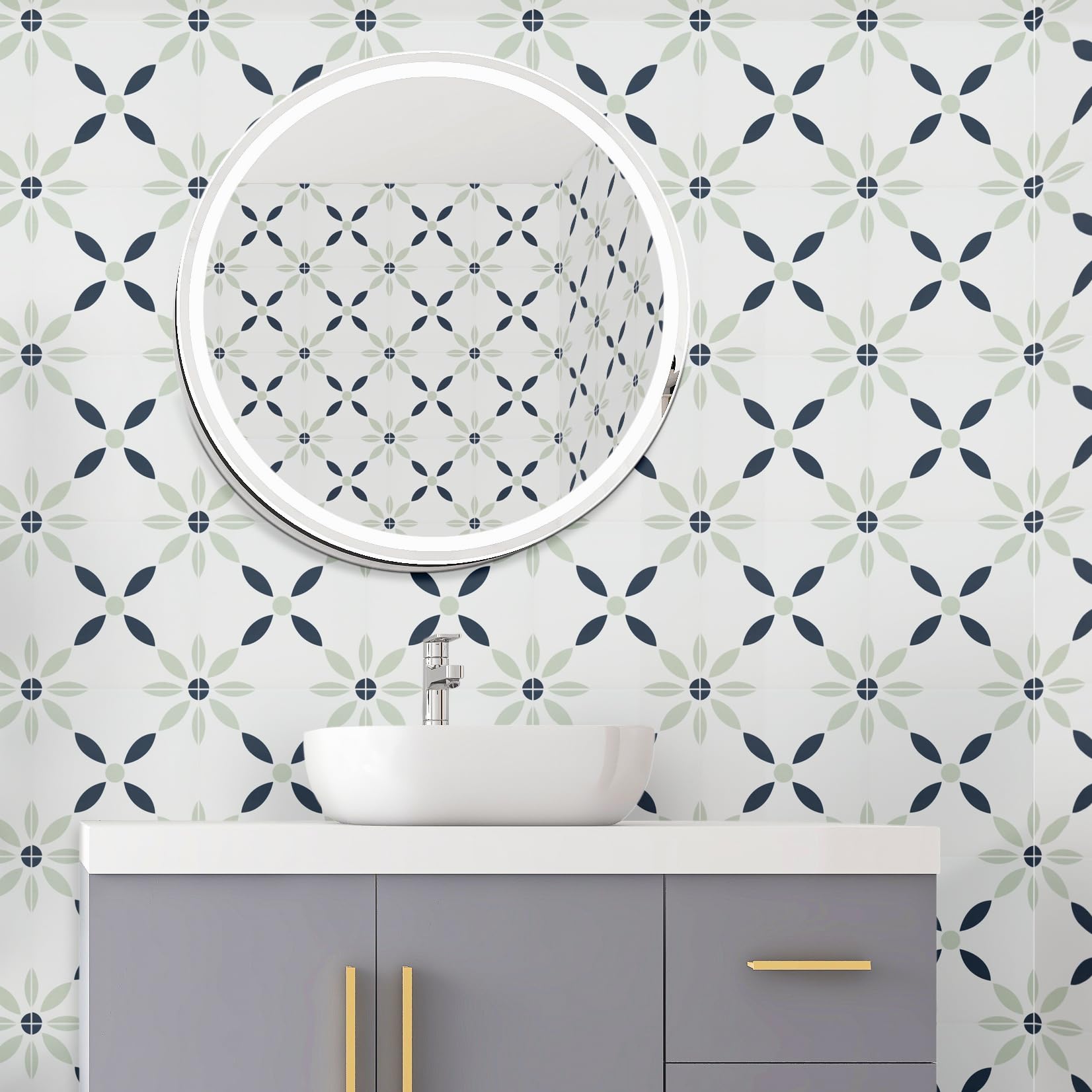 MSI Greta 8x8 Inch Encaustic Matte Porcelain Tile - Waterproof Floor & Wall Tile for Bathroom, Kitchen Backsplash, Shower, and Accent Wall - Perfect for Modern Home Decor, Commercial Spaces & DIY Projects