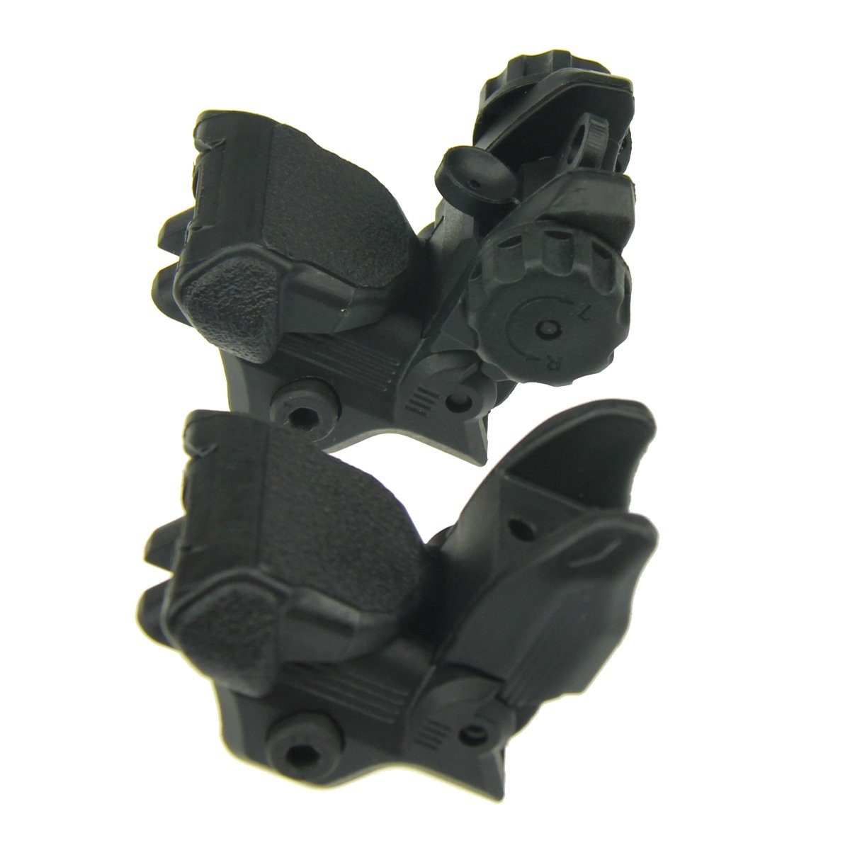 TACFUN Black Polymer Tactical Flip-Up Folding Sights - Front & Rear Auto-Deploy Iron Sights for AR-15, AK-47, Rifle & Shotgun - Perfect for Hunting, Shooting Range & Tactical Training
