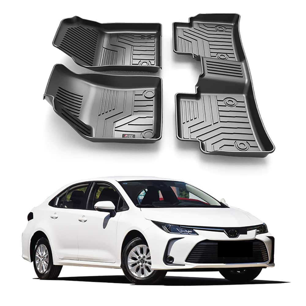 Premium All-Weather Car Floor Mats for Toyota Corolla 2020-2022 - Custom Fit, Heavy Duty Rubber, Anti-Slip, Odorless & Washable - Perfect for Daily Commute, Road Trips & Harsh Weather Protection (Black)