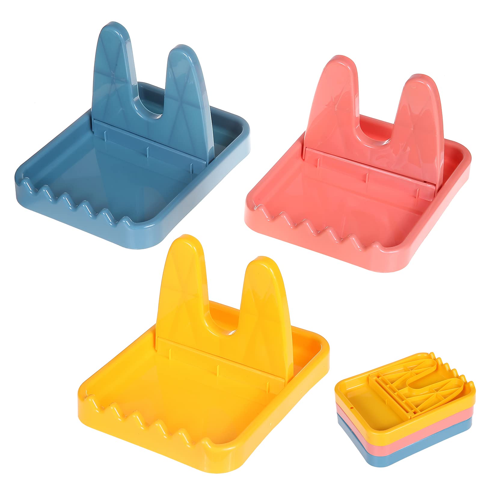 Foldable Heat-Resistant Spoon Rest - BPA Free Kitchen Utensil Holder for Spoons, Ladles & Tongs | 3-Pack Set for Cooking, Baking & Serving | Perfect for Stovetop, Countertop & Outdoor BBQ Use