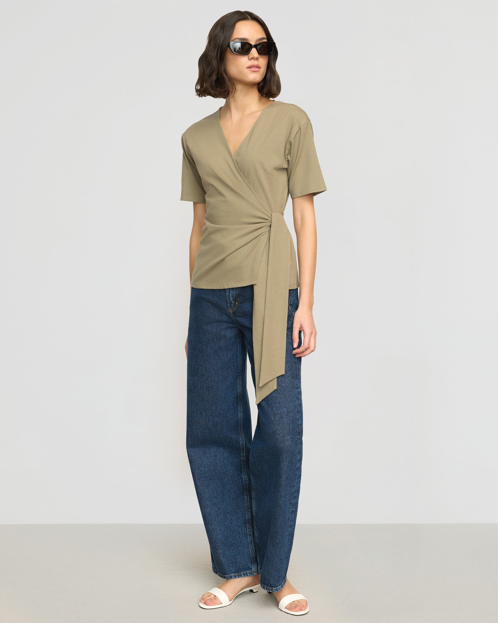 Sena Organic Cotton Wrap Tee - Soft & Comfortable Women's T-Shirt for Casual Wear, Yoga & Everyday Outfits