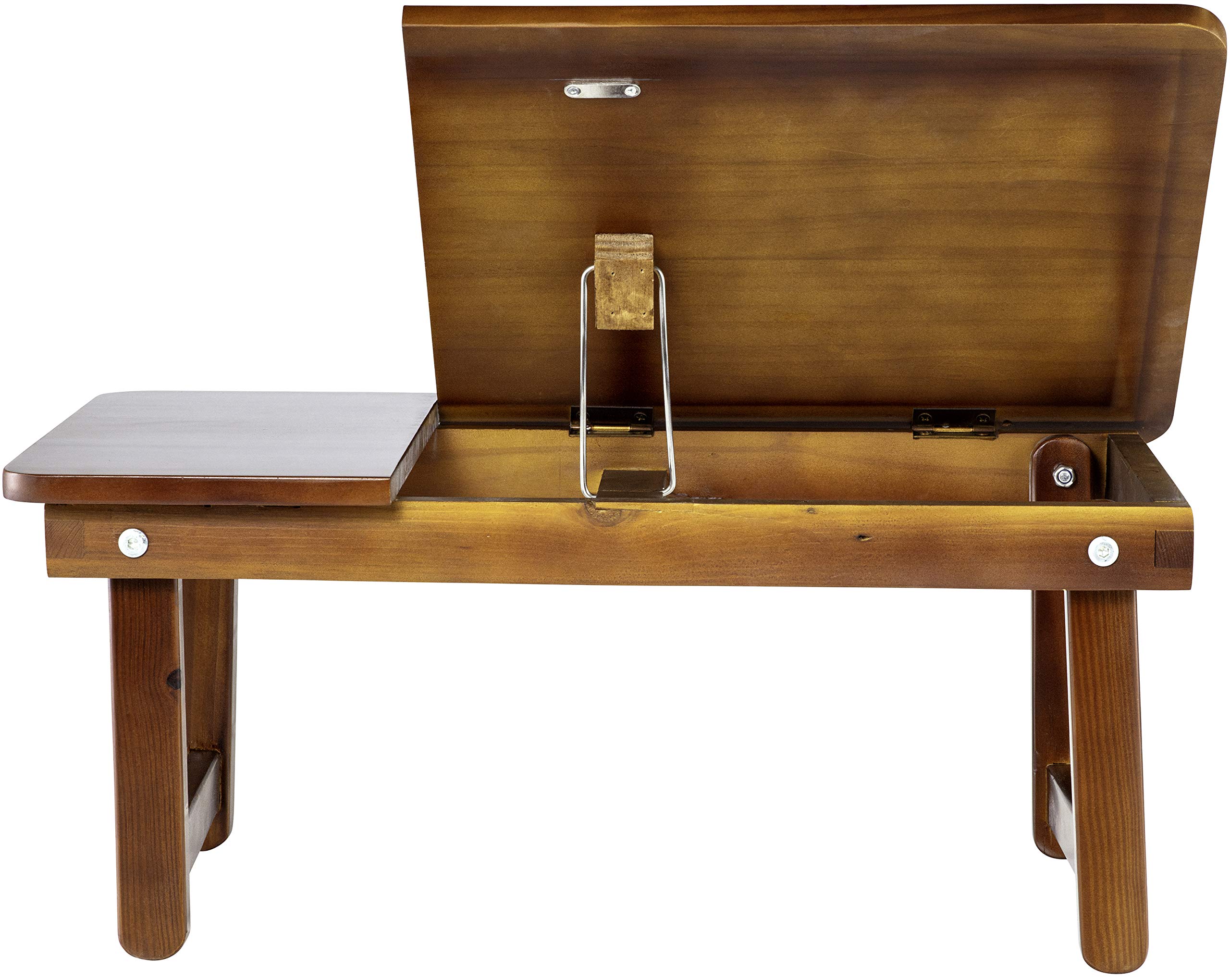 Adjustable Angle Wooden Desk Tray - Lightweight & Portable Multi-Function Laptop Stand for Reading, Studying, Working - Natural Wood Finish - Perfect for Bed, Couch, Floor or Office Use