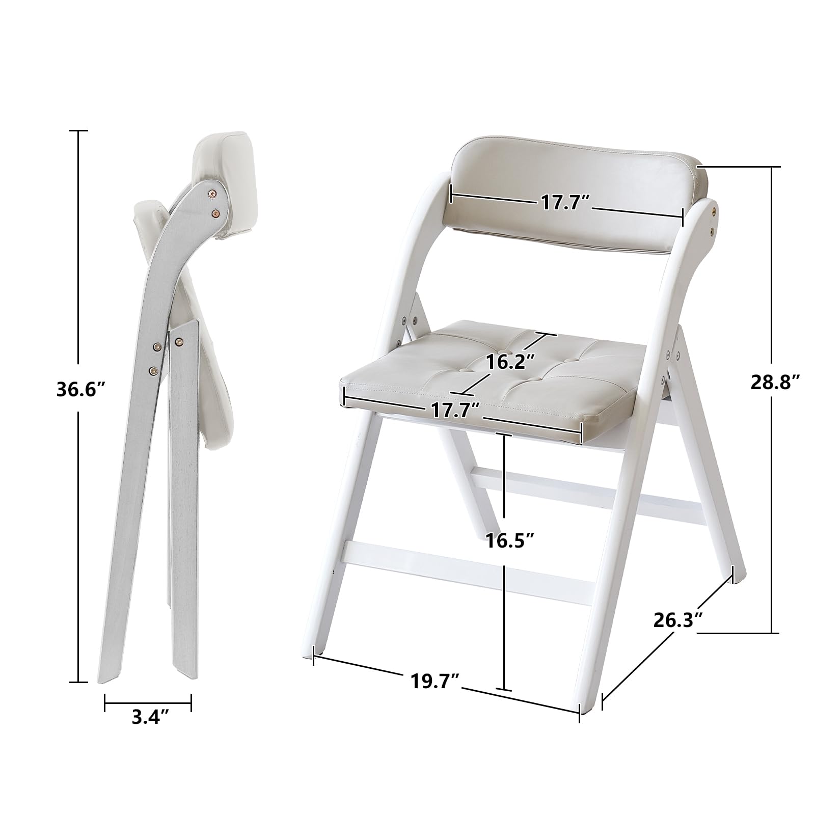 Comfortable Wooden Folding Chairs Set of 2 with Padded Seats - 31