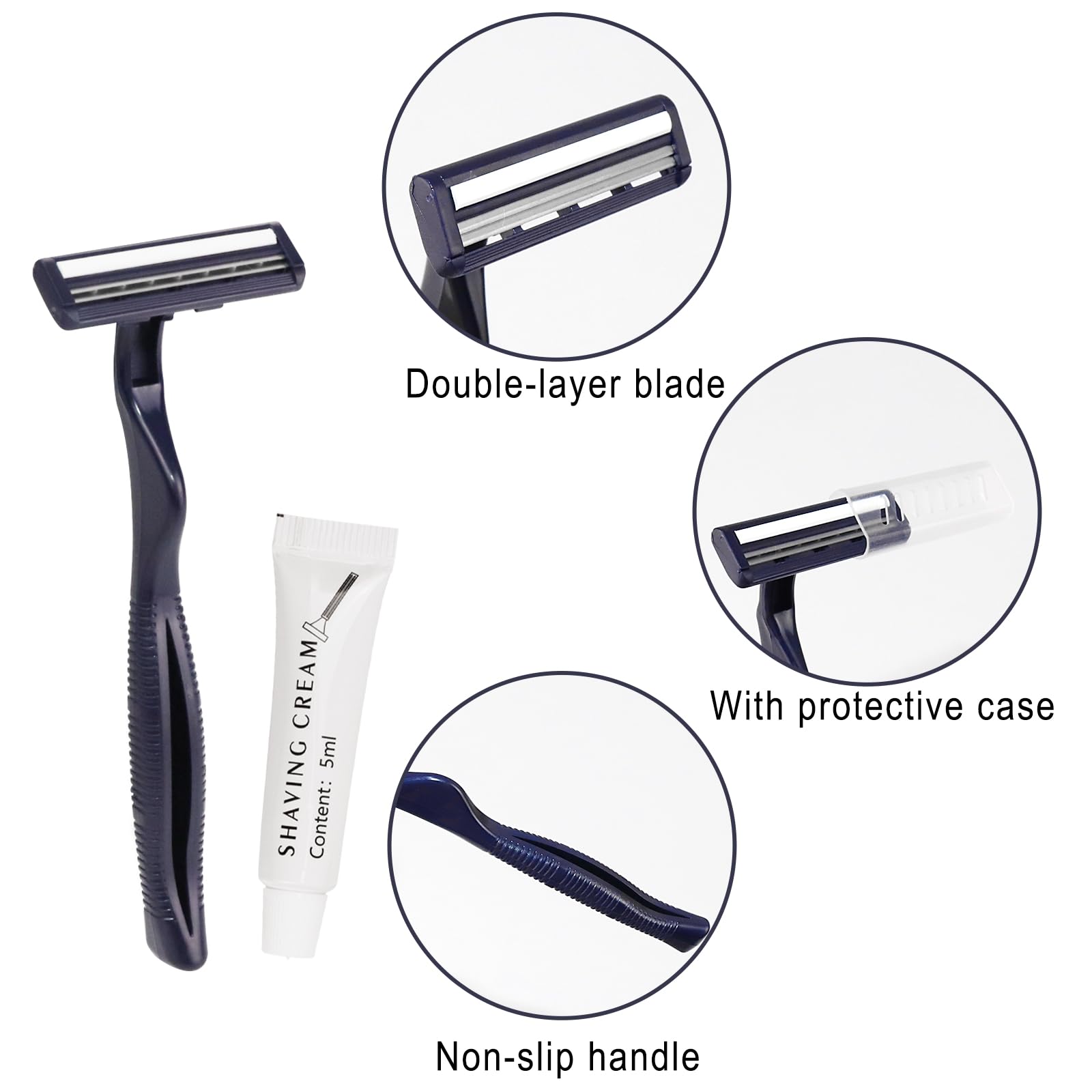 Bulk Disposable Razors with Knife Cap - 30 Pack Individually Wrapped Razors with Shaving Cream for Hotels, Shelters & Nursing Homes | Travel, Grooming & Hygiene Essentials