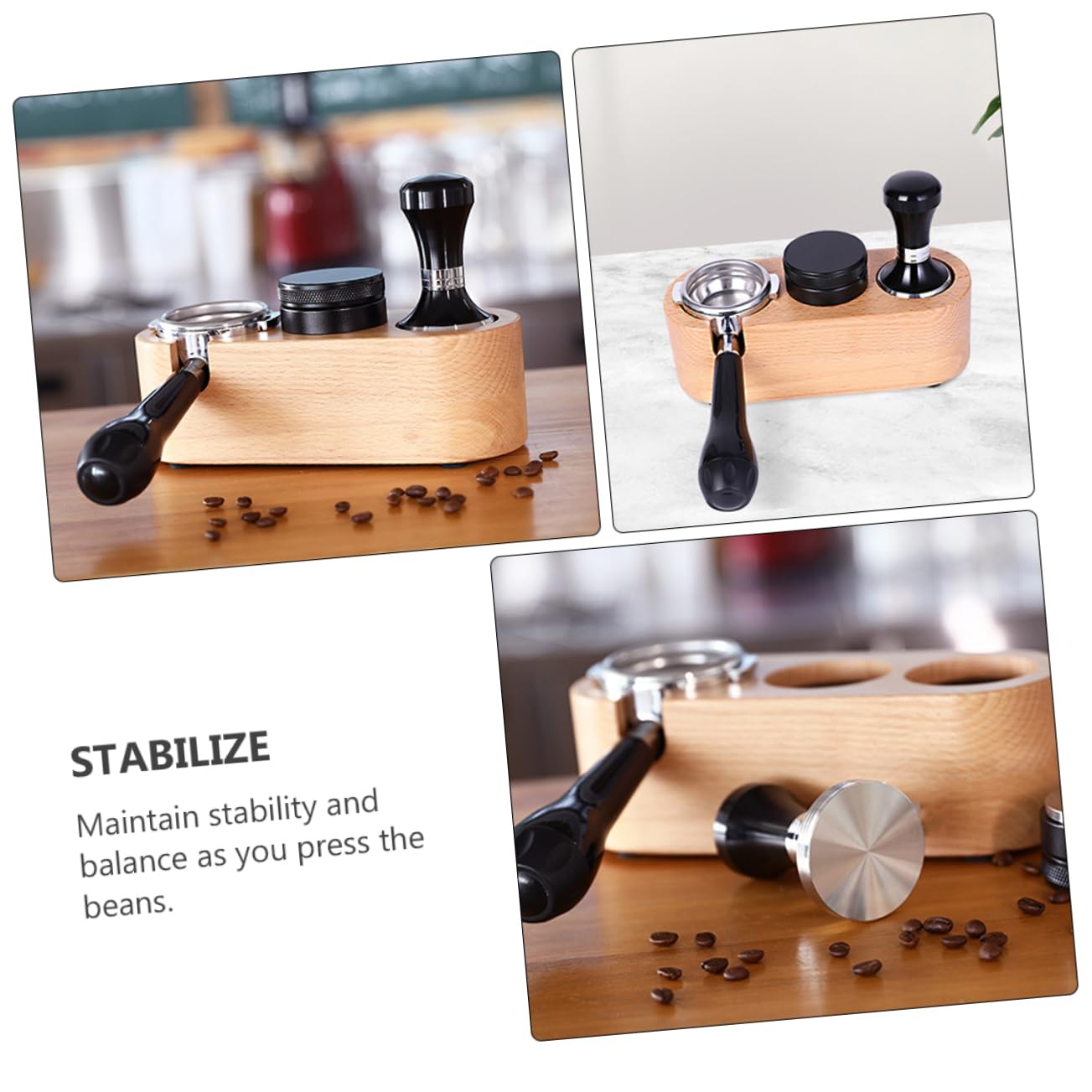 Premium Espresso Coffee Distributor & Tamper Station - Beech Wood Tamping Mat for Espresso Machines - Perfect for Baristas & Home Brewing - Ideal for Coffee Shops, Home Kitchens & Professional Use
