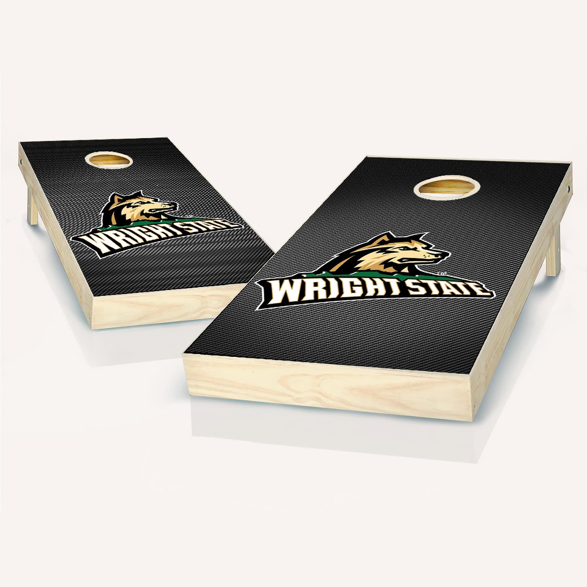 Premium Wright State Slanted Cornhole Game Set - 2 Wooden Boards & 8 Bean Bags - Outdoor Lawn Games for Backyard, Tailgating, and Parties
