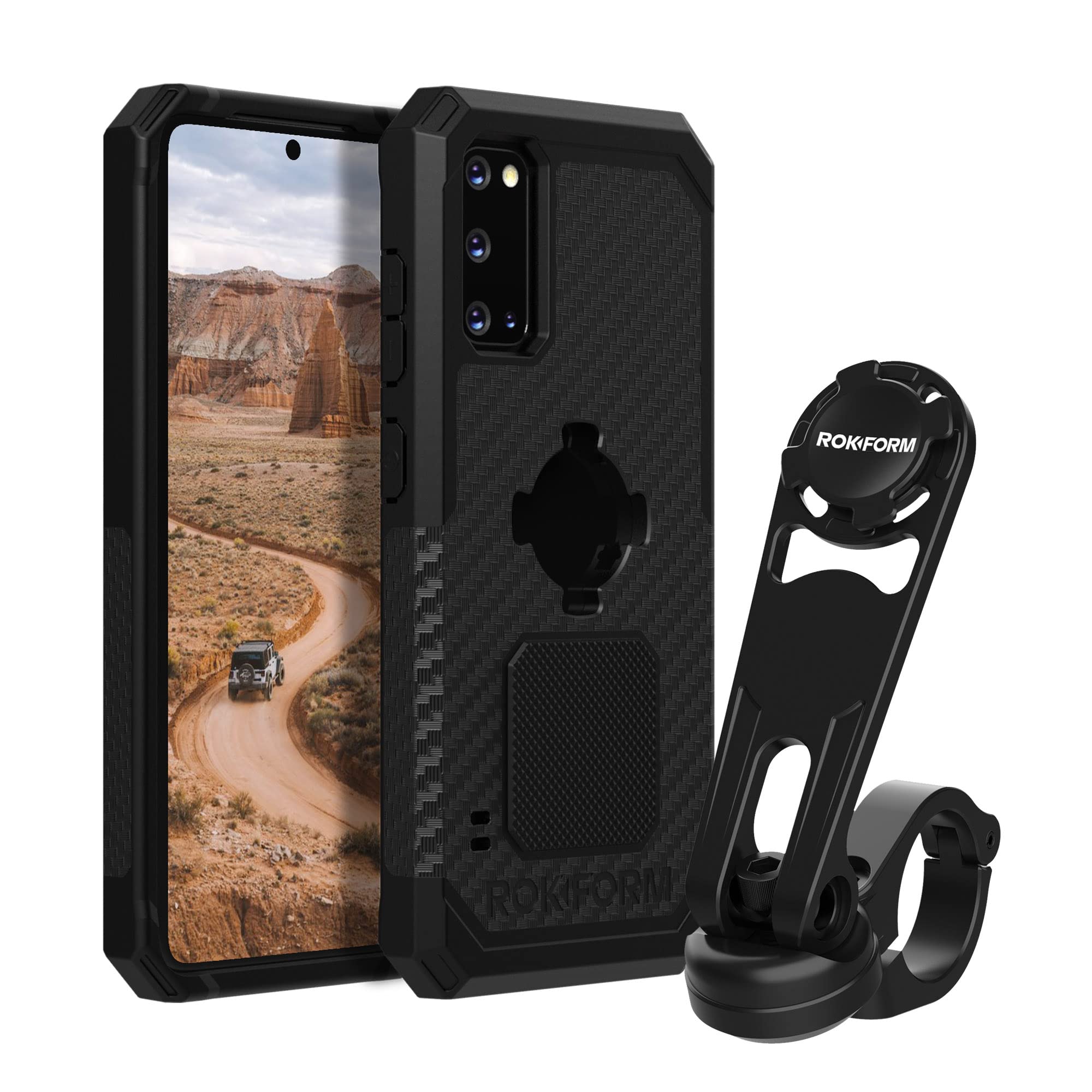Rokform Rugged Case for Samsung Galaxy S20 with Motorcycle Handlebar Mount | Shockproof Protective Cover for Bike Riding & Outdoor Adventures