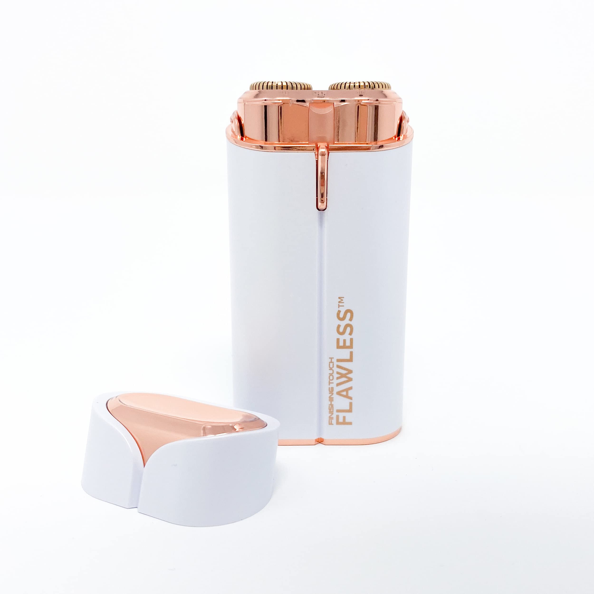 Finishing Touch Flawless Women's Painless Hair Remover & Facial Electric Shaver - Dermatologist Approved, Hypoallergenic, White & Rose Gold | Perfect for Eyebrows, Upper Lip, Chin & Peach Fuzz Removal at Home or Travel
