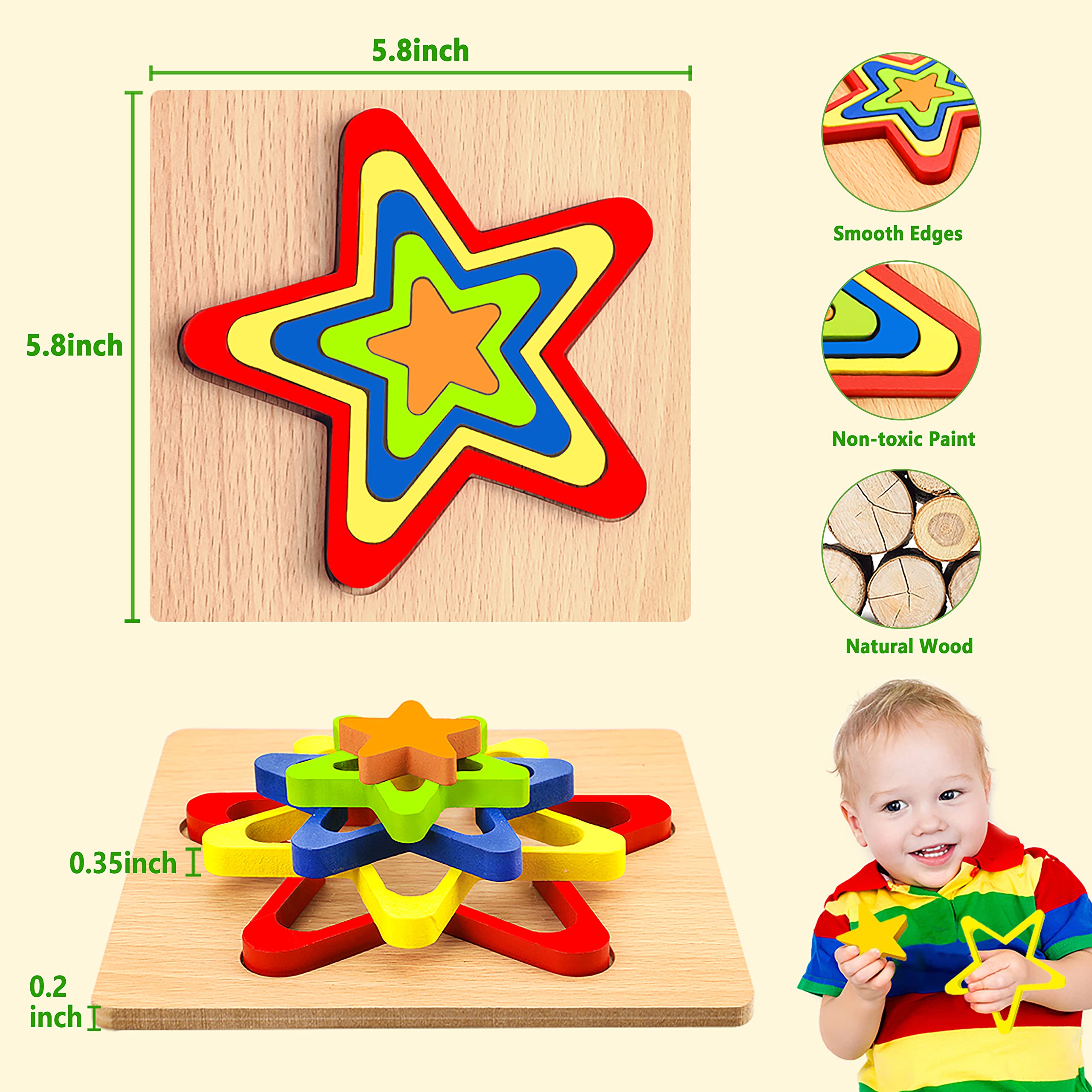 Montessori Wooden Shape Sorting Puzzle - STEM Learning Toys for 1-3 Year Olds | Perfect Toddler Gift for Birthdays & Preschool Education