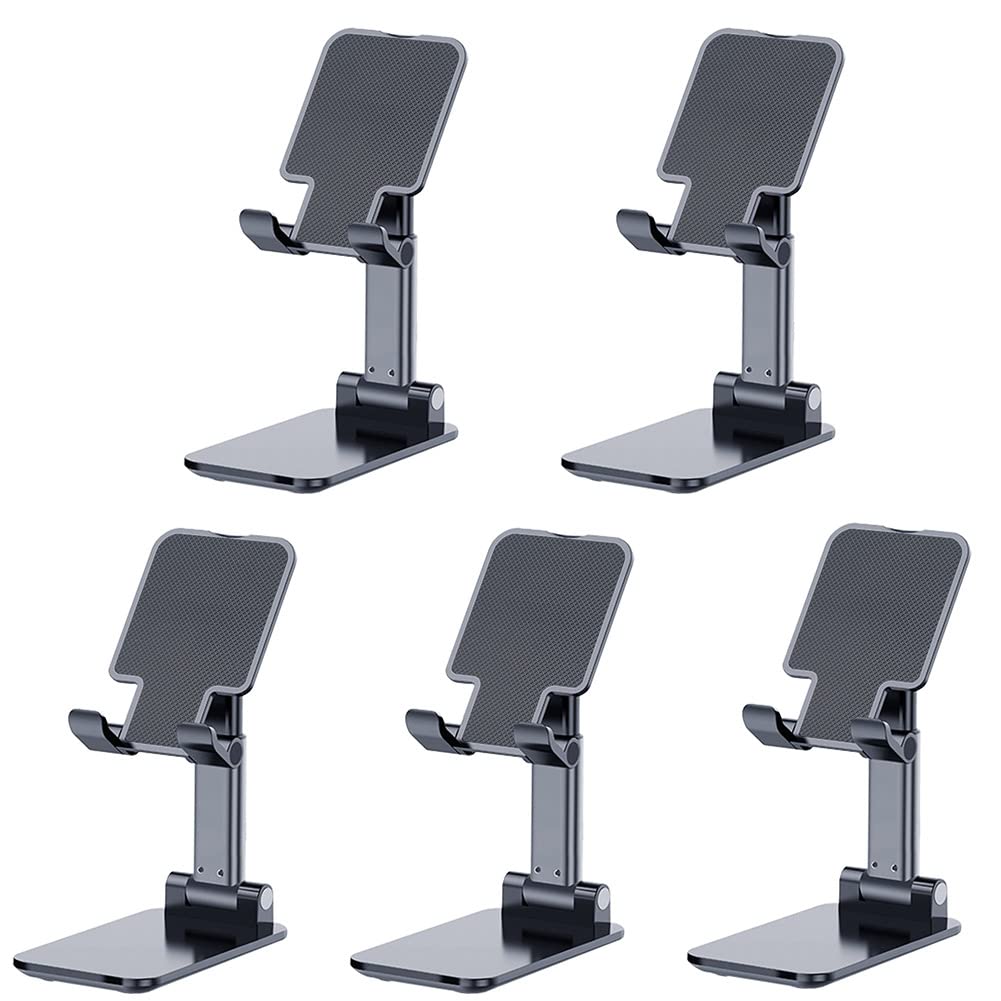 OGMAPLE 5-Pack Adjustable Phone Stand for Desk - Foldable & Height Adjustable Cell Phone Holder Compatible with iPhone, Samsung, iPad Under 8