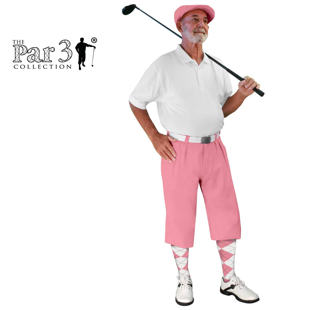 **Premium Pink Microfiber Plus Fours for Men - Comfortable & Stylish Golf Trousers for Casual & Sporty Looks**