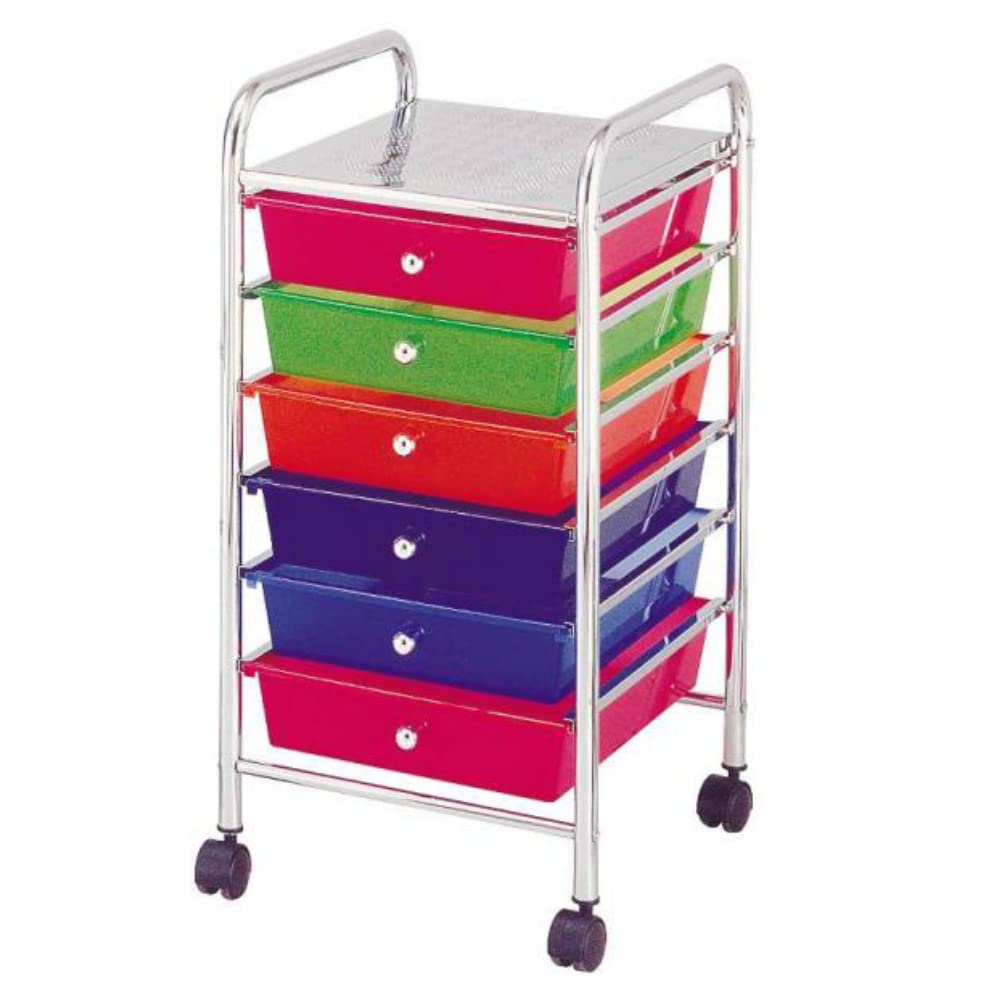 Homebasix G006-CH 6 Drawer Storage Cart, Chrome Finish - Perfect for Kitchen, Bathroom, Office & Dorm Organization