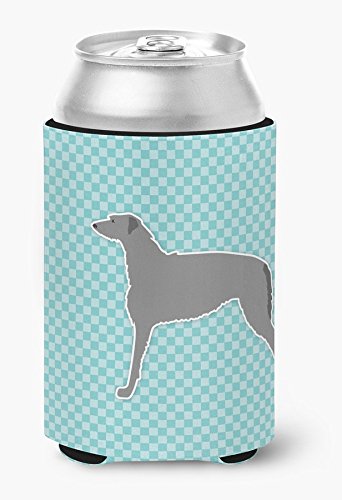 Scottish Deerhound Checkerboard Blue Can & Bottle Hugger - Insulated Cool Cookware for Beer, Soda & Drink Cans - Perfect for Picnics, BBQs & Outdoor Parties
