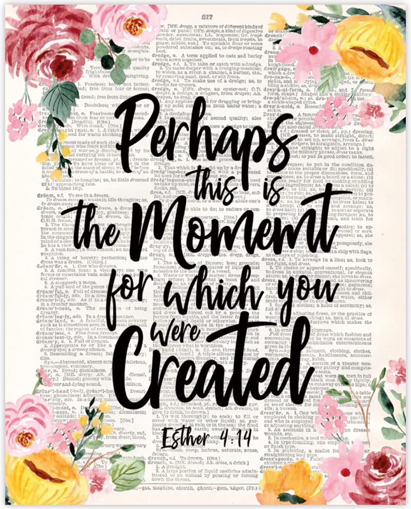 Esther 4:14 Christian Wall Art - Motivational Bible Verse Poster for Home & Office