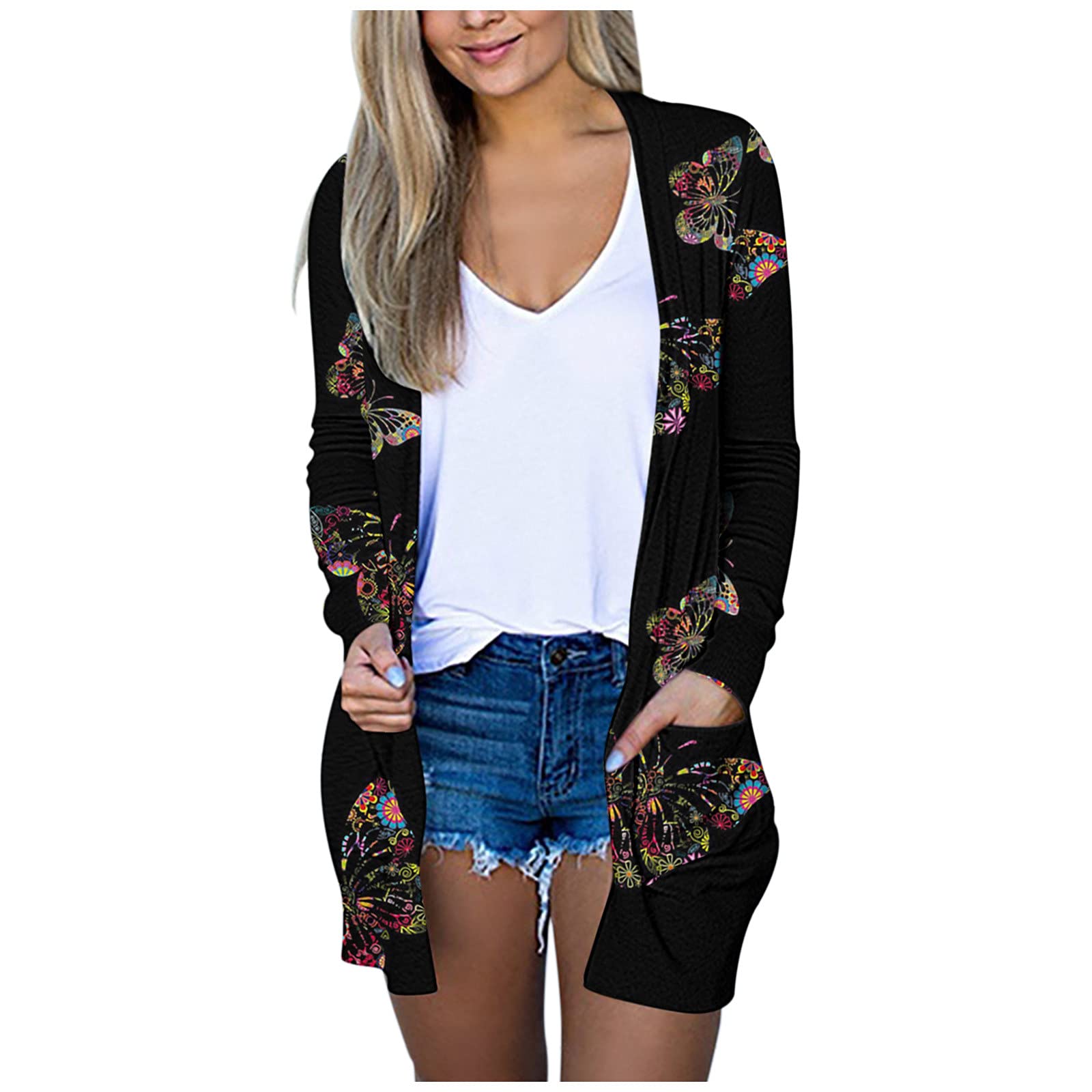 Women's Lightweight White Cardigan Sweater - Loose Waffle Knit Kimono Style Casual Top | Perfect for Office Wear, Layering & Spring/Summer Outfits