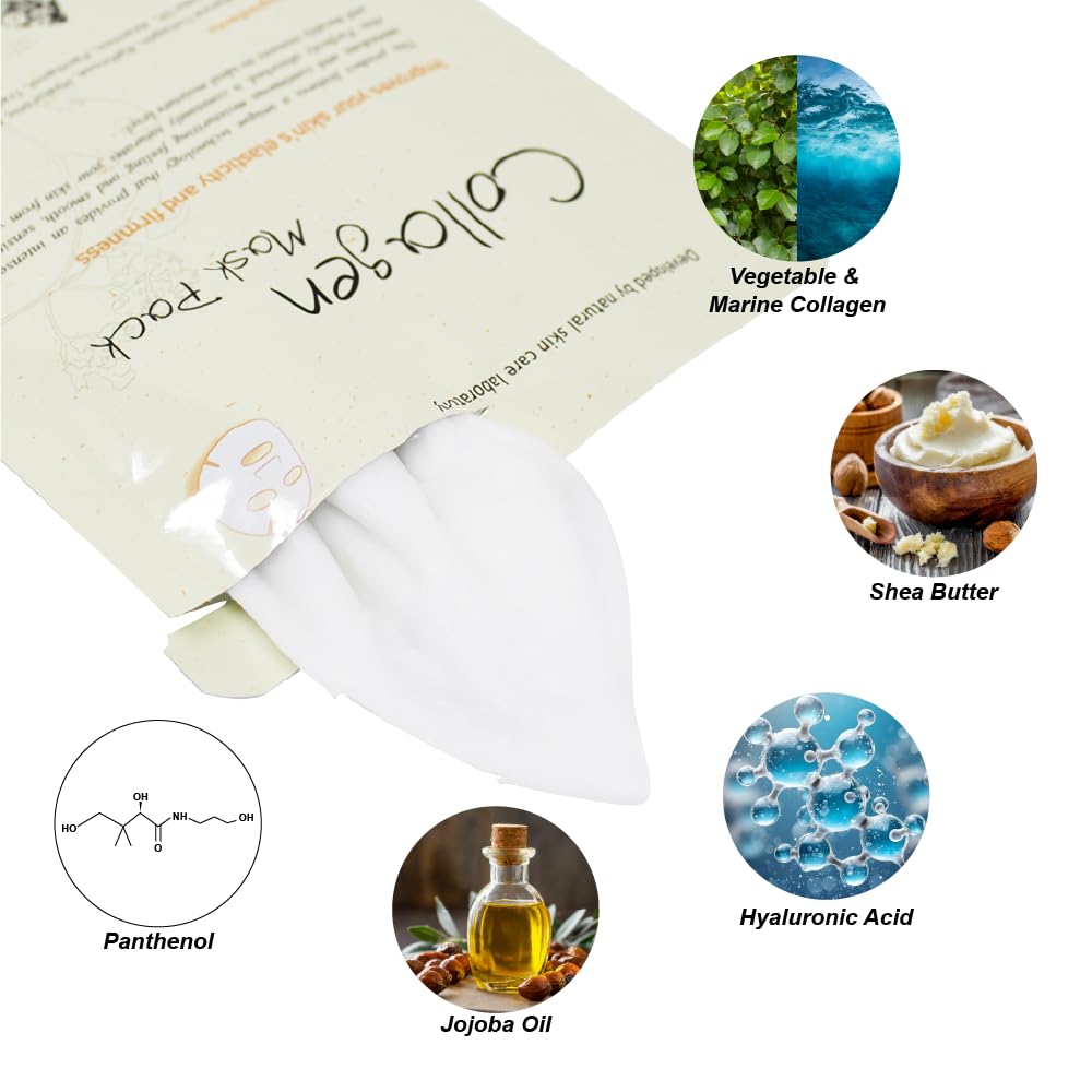 10-Pack Korean Collagen Face Masks - Hydrating & Soothing for All Skin Types | Daily Skincare