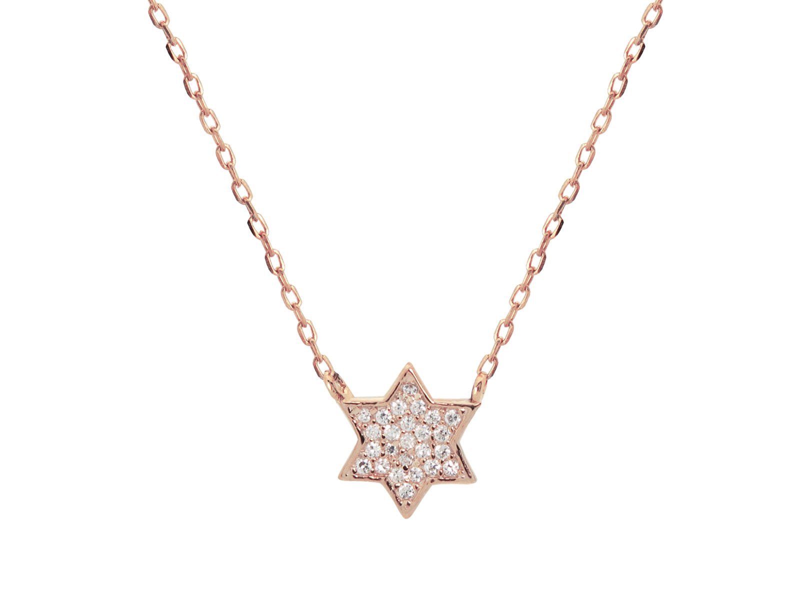 Sterling Silver Star of David Necklace with Rose Gold Finish - Elegant Jewish Jewelry for Women, Perfect for Hanukkah, Bat Mitzvah & Everyday Wear