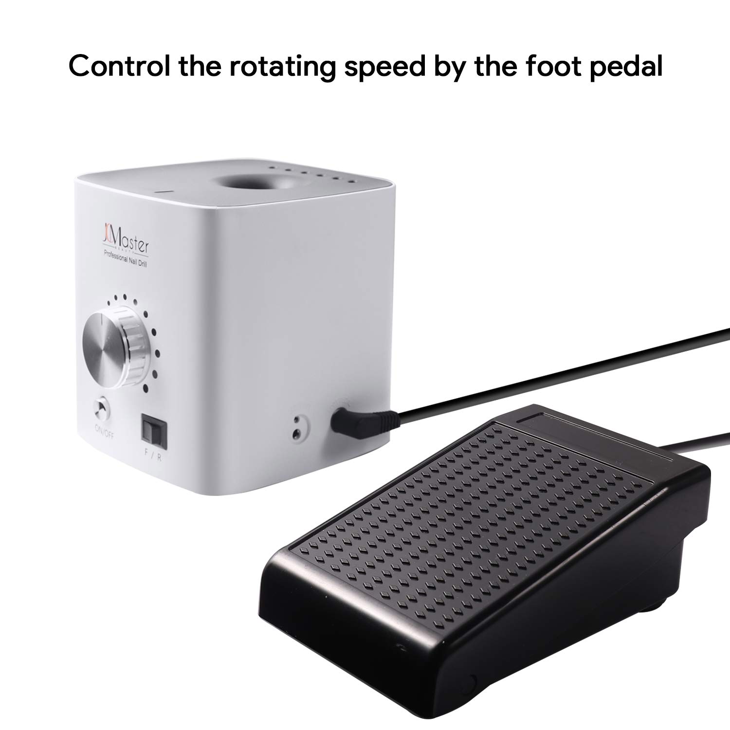 JCMASTER Professional Electric Nail Drill Kit - 30000 RPM Adjustable Speed with Foot Pedal, 6 Nail Drill Bits, Low Vibration Manicure & Pedicure Set for Salon & Home Nail Care, Nail Art & Acrylics