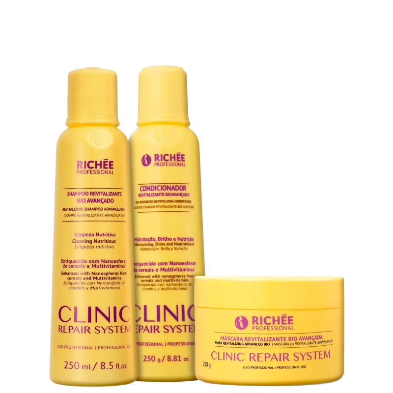 Richeé Clinic Repair System - Daily Hair Treatment Kit with 3 Products for Damaged Hair Repair & Nourishment | Perfect for Home Hair Care & Salon-Quality Results