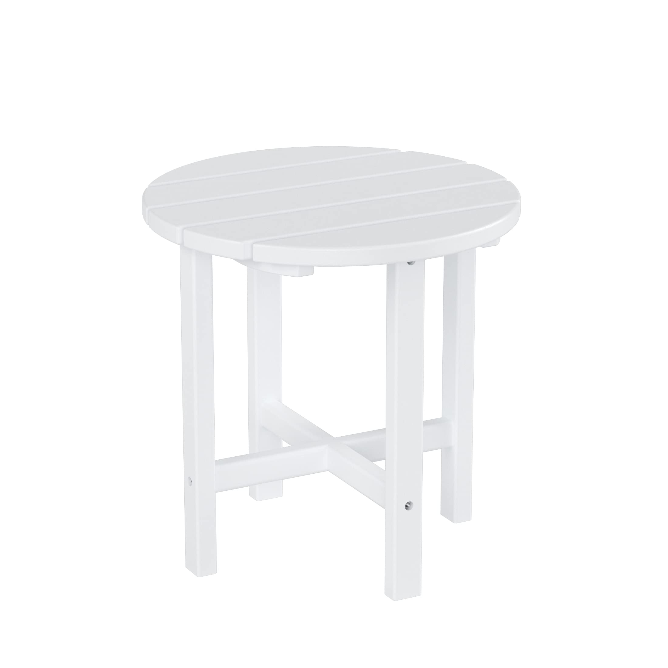 2-Piece White Poly Lumber Adirondack Chairs Set with Side Table - Perfect for Patio, Garden & Beach
