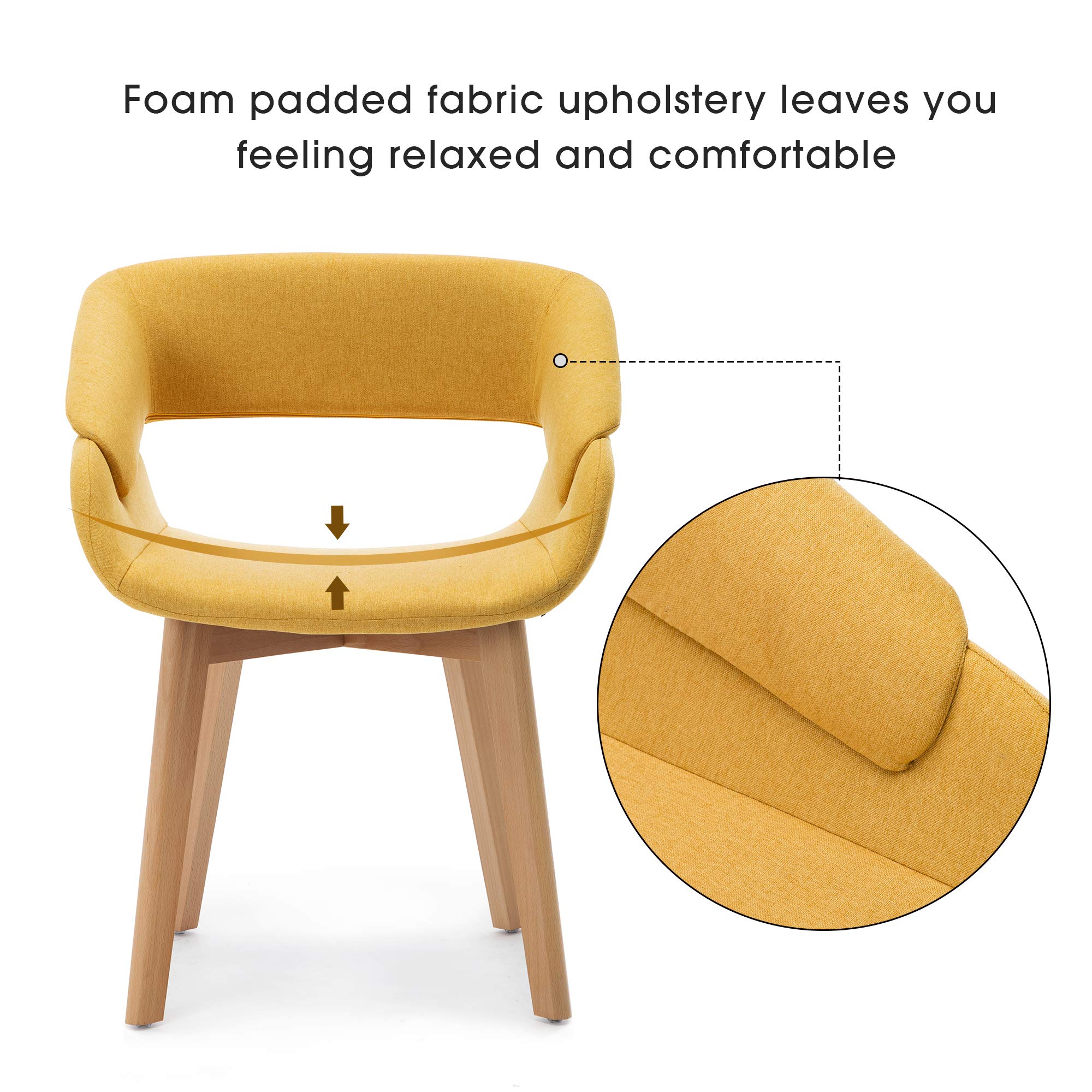 **Ivinta Dining Chairs Set of 2 - Modern Upholstered Fabric Kitchen Chairs with Solid Wood Legs, Accent Chairs for Living Room, Restaurant & Home Decor (Yellow) - Perfect for Dining, Entertaining & Small Spaces**