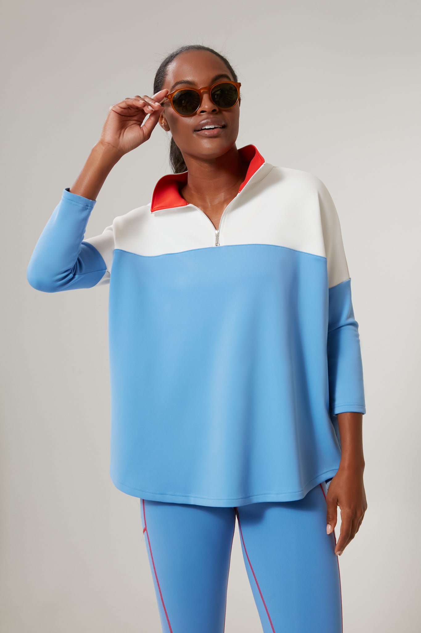 Boogie Down Blue Amelie Quarter Zip Pullover - Women's Lightweight Fleece Jacket for Casual Wear & Outdoor Activities