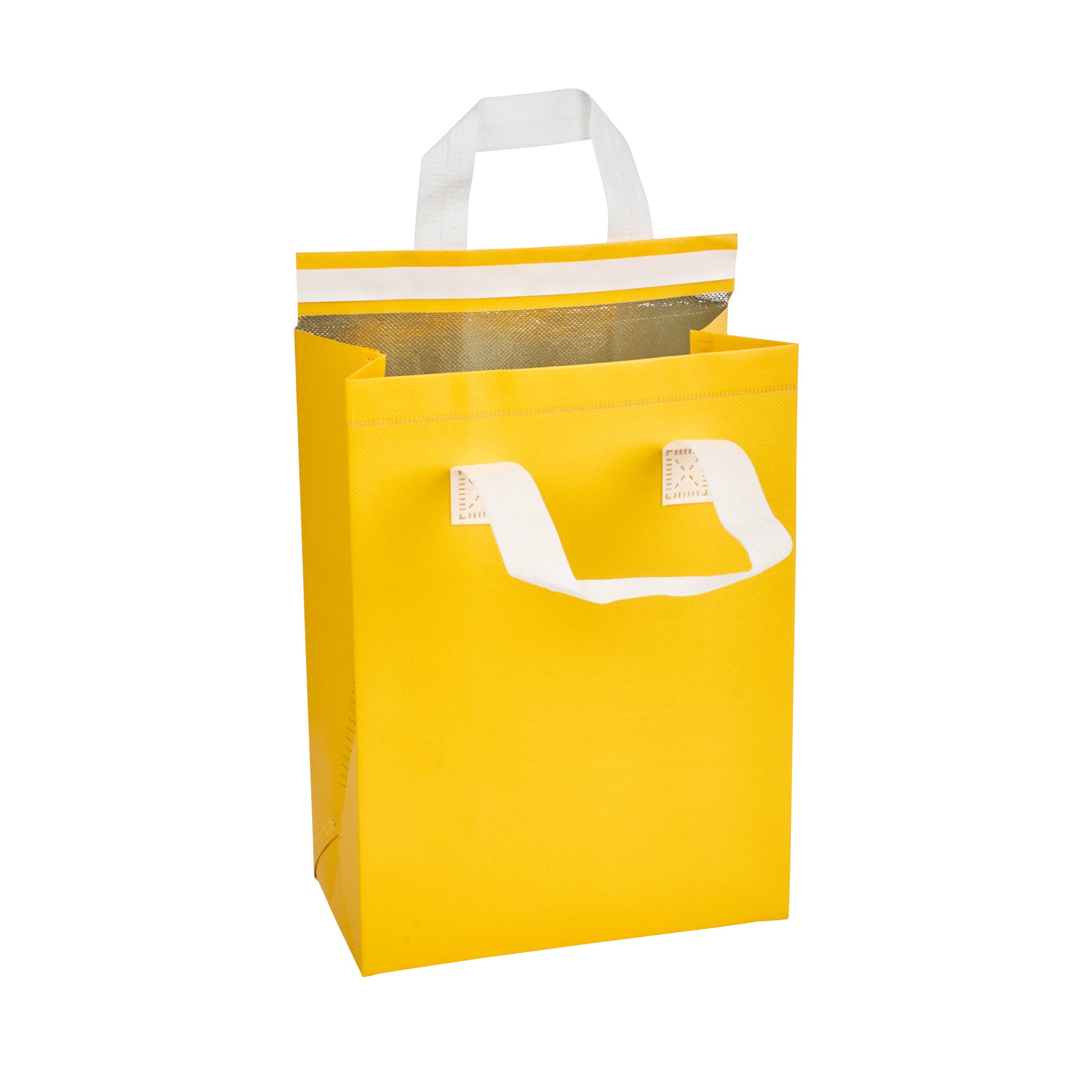 Yellow Insulated Take Out Bags - Tamper Evident Food Delivery Bags (8.25