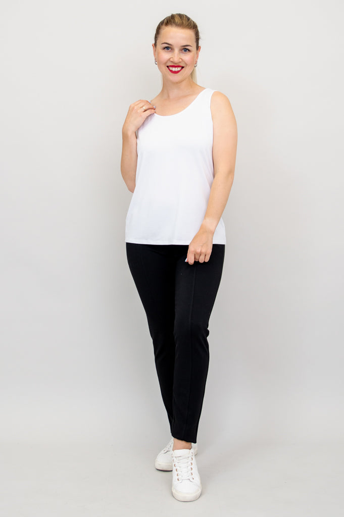 Avalon White Bamboo Tank Top - Women's Soft Breathable Casual Shirt for Summer, Yoga, and Outdoor Activities