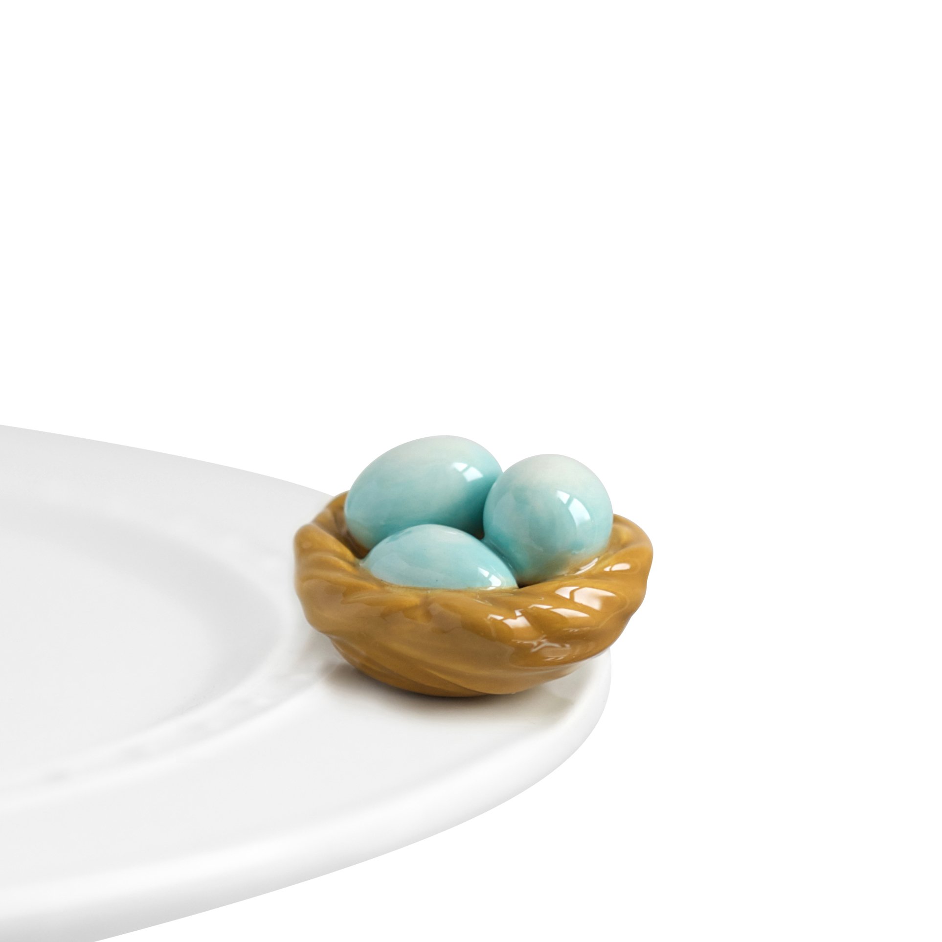 Nora Fleming Robin's Egg Blue Ceramic Nest Decor - Hand-Painted Spring Miniature for Home & Office - Easter Table Centerpiece, Shelf Display, Gift Idea
