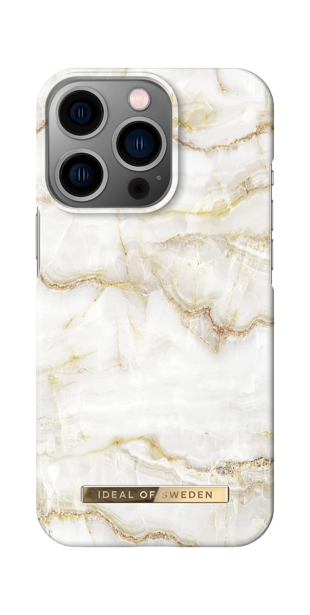 Premium IDEAL OF SWEDEN iPhone 13 Pro Case with Microfiber Lining - Qi Wireless Charging Compatible - Golden Pearl Marble Design - Protective Slim Phone Cover for Everyday Use & Travel