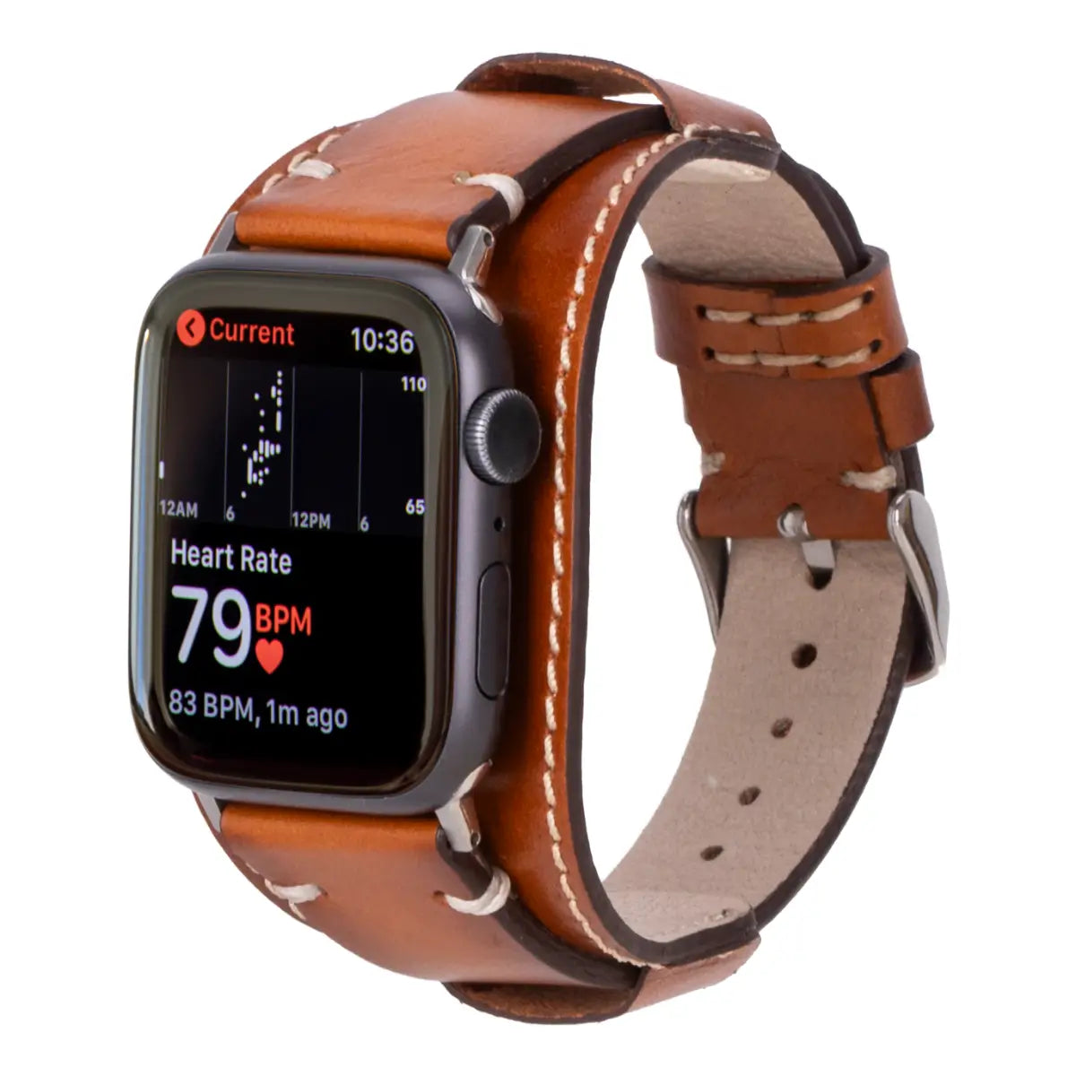 Premium Brown Leather Cuff Strap for Apple Watch - Compatible with All Series (1-9/SE/Ultra) - Adjustable, Comfortable & Stylish - Perfect for Work, Gym & Everyday Wear