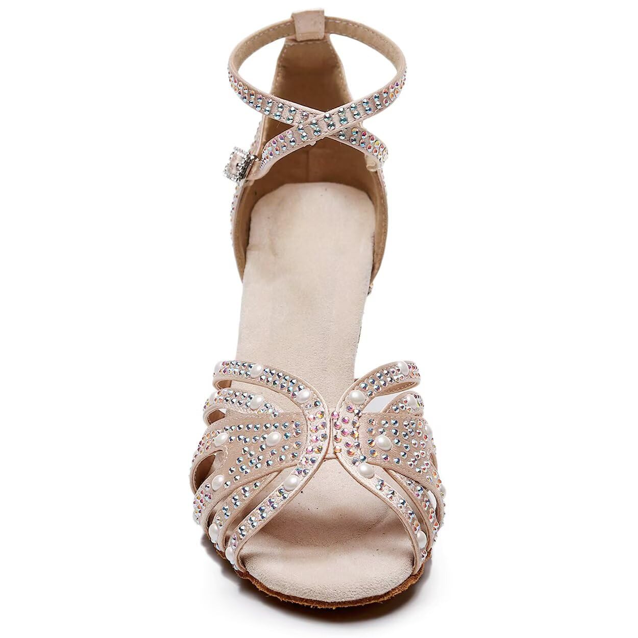 Women's Rhinestone Salsa Latin Dance Shoes - Ballroom Satin Bachata Practice Shoes for Women | Professional Dance Shoes for Latin, Ballroom & Social Dancing