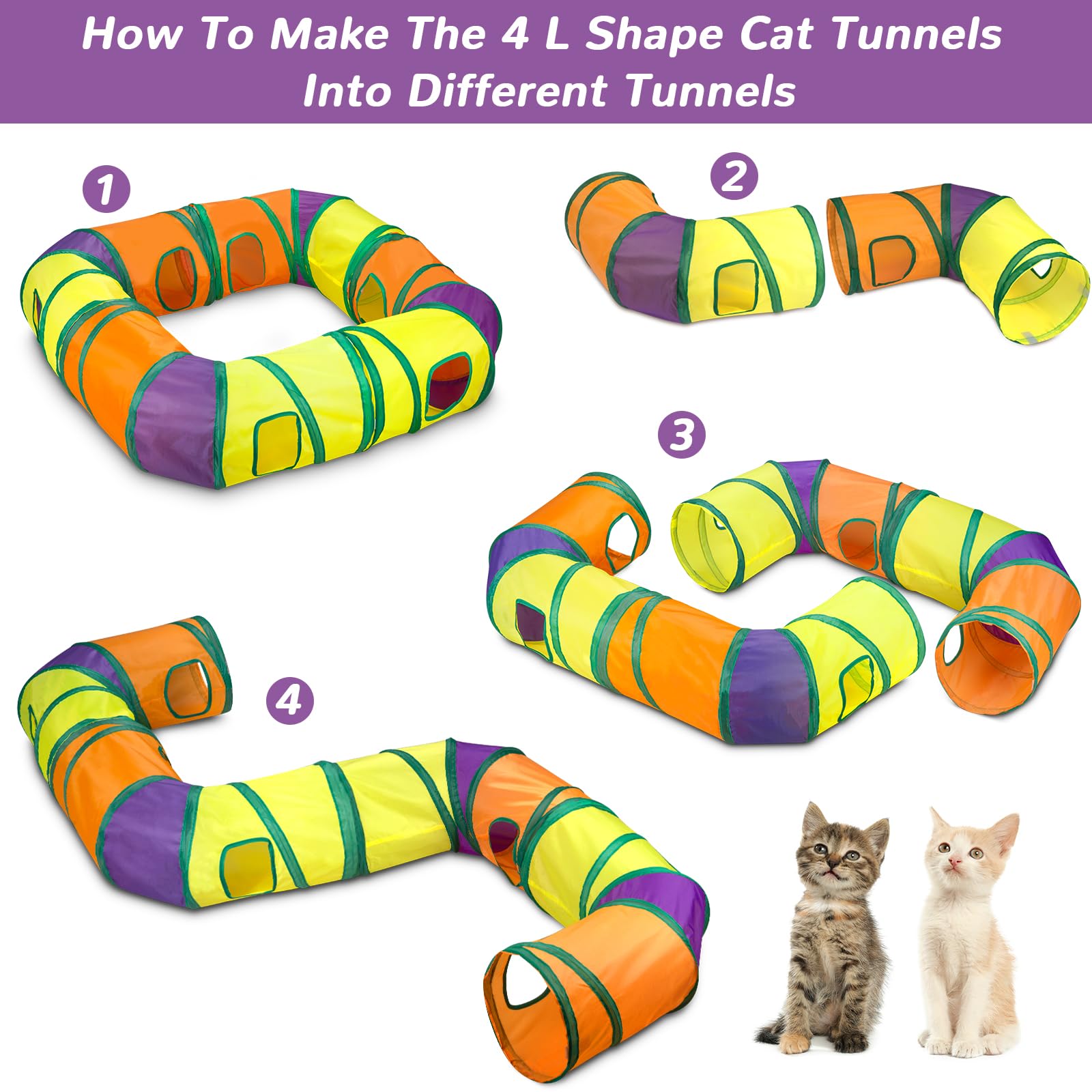 25 Pcs Cat Toys Set: Interactive Feather Teaser Wand, 4 Collapsible Cat Tunnels, Springs, Mouse, Crinkle Toys, Rainbow Football Ball with Bell - Perfect for Indoor Kittens and Cats Playtime