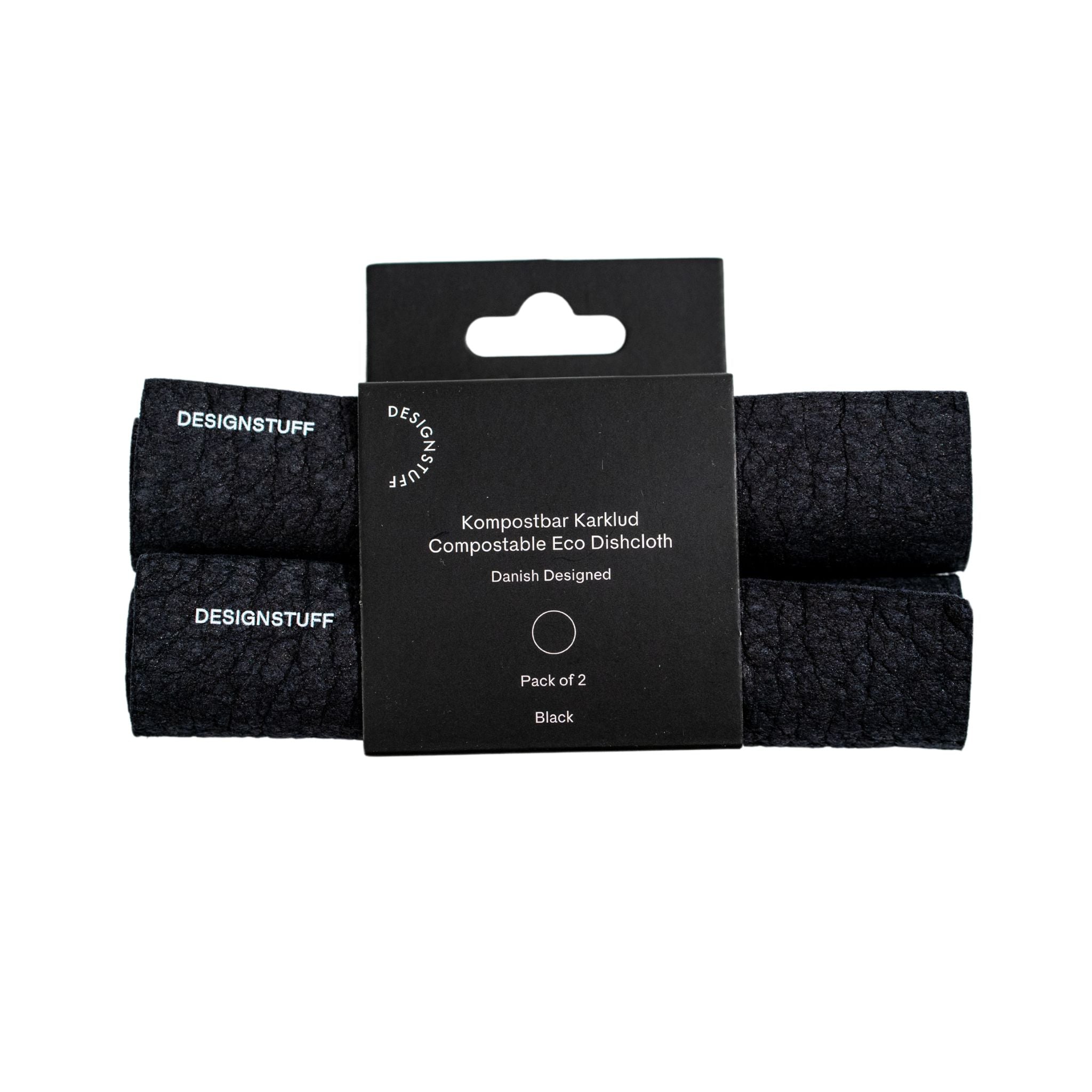 Eco-Friendly Compostable Dishcloth Set of 2 - Sustainable Kitchen Cleaning Cloths for Dishwashing, Countertops & Eco-Conscious Homes - Black Biodegradable Dish Towels