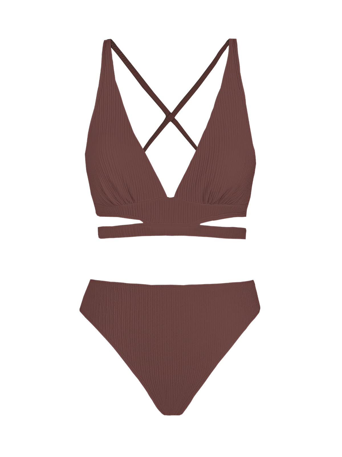 CUPSHE Women's Two Piece Bikini Set - Triangle Top & Mid Rise Bottom with Crisscross Back Tie & Cutout Design | Perfect for Beach Vacations, Pool Parties & Summer Getaways