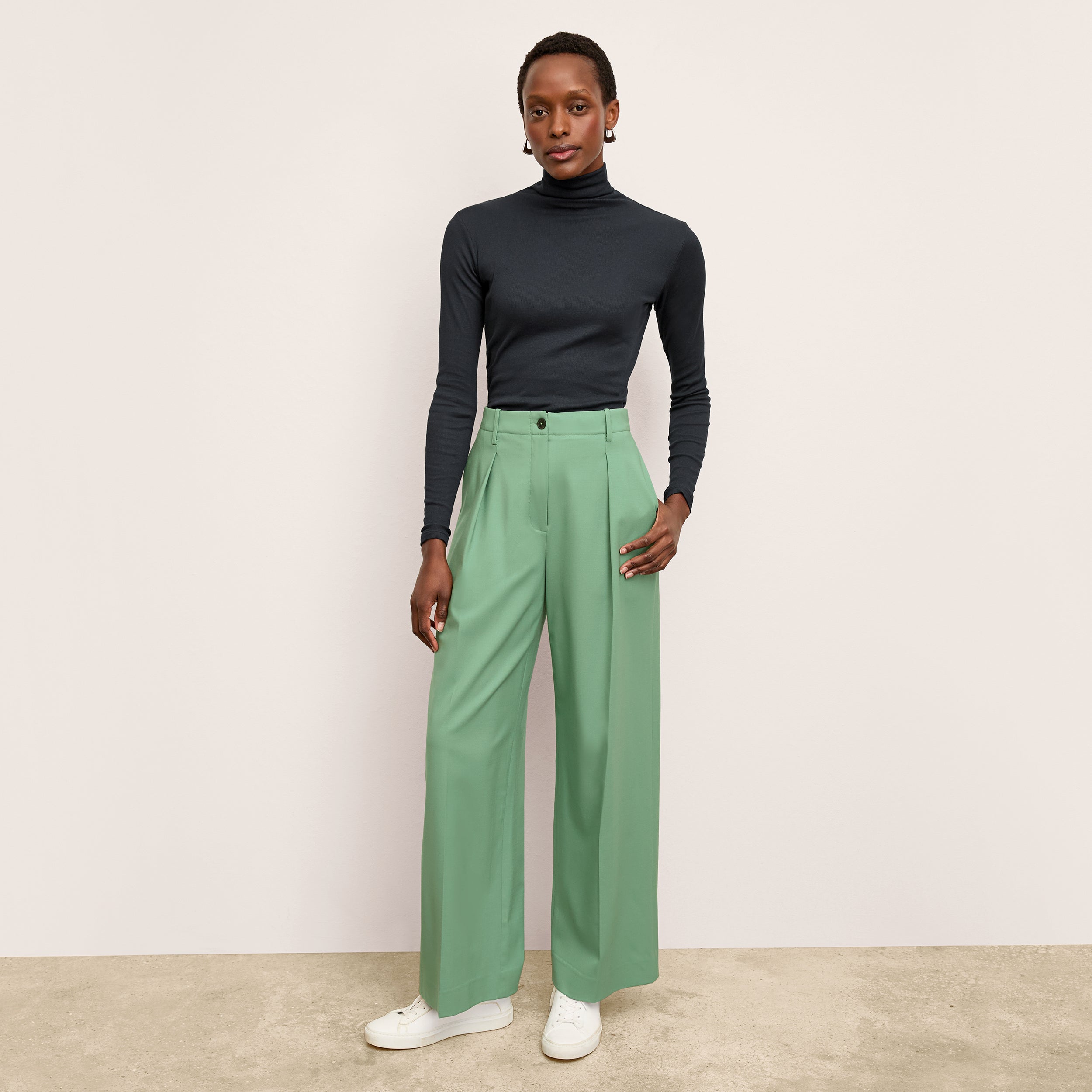 Zuri Pant Washable Wool Twill Pants - Parisian Green | Comfortable & Stylish Women's Trousers for Office, Travel & Casual Wear