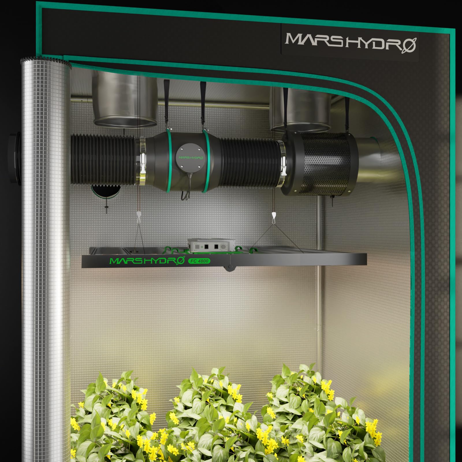 Mars Hydro 6 Inch Inline Fan & Carbon Filter Kit with Variable Speed Controller - 402 CFM Hydroponic Exhaust Fan System with 25ft Ducting for Grow Tents, Indoor Gardening & Ventilation Solutions