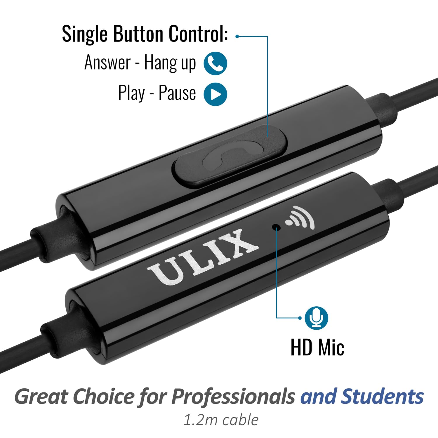 UliX Rider Wired Earbuds with Microphone - Noise Isolating In-Ear Headphones for iPhone, iPad, Samsung - Tangle-Free Cable & 5-Year Warranty - Perfect for School, Workouts, Commuting & Small Ears (Kids/Women)