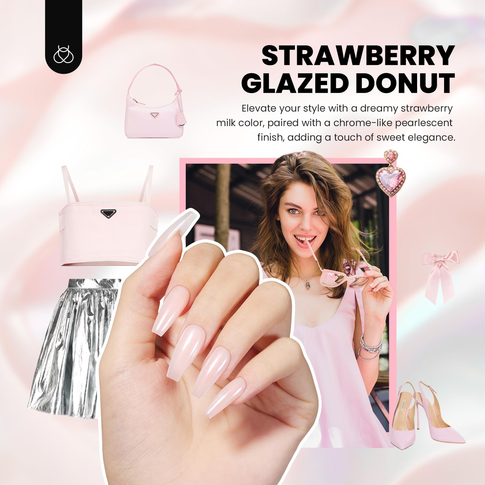 Beetles Pearl Chrome Nail Powder & Gel Polish Set - Mirror Glazed Donut Effect with Silicone Brush, Peel Off Latex Tape, Base & Top Coat | DIY Salon-Quality Manicure at Home for Parties, Weddings & Special Occasions
