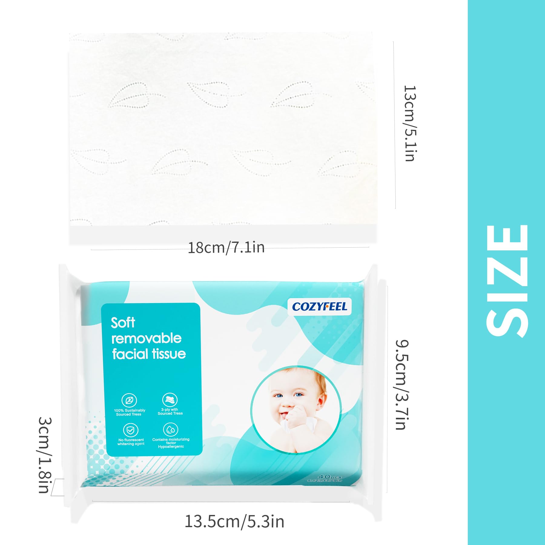 Premium 3-Ply Ultra Soft Facial Tissues - Travel Size Pocket Pack (40 Tissues x 5 Packs) | Gentle for Nose & Face | Perfect for On-The-Go, Office, Car & Purse