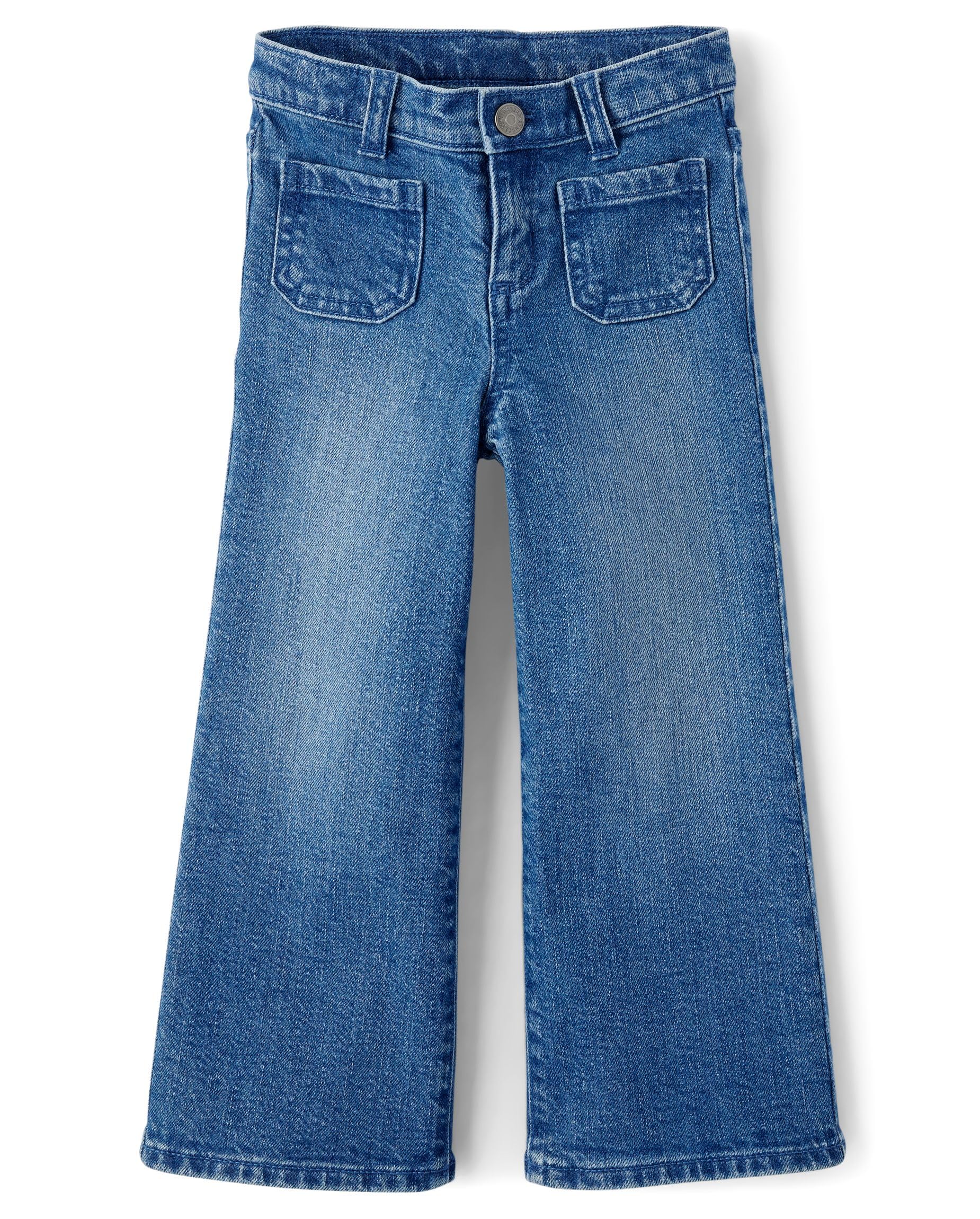 Gymboree Girls' and Toddler Wide Leg Jeans - Comfortable Stretchy Denim Pants for Playtime, School & Everyday Wear