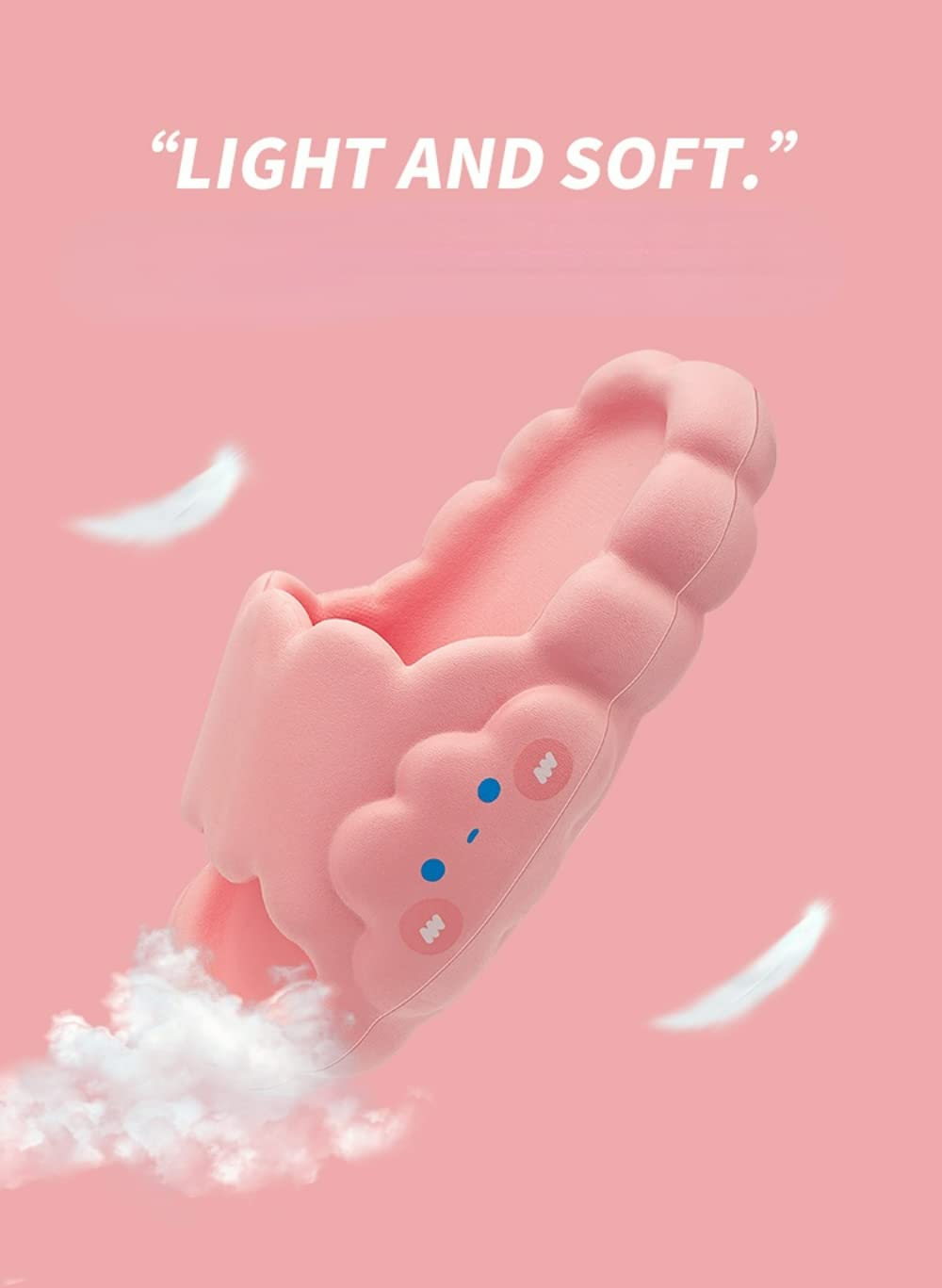 HS Kawaii Cloud Slippers for Women - Soft Cute Indoor House Slippers, Non-Slip Bathroom & Shower Slippers, Cozy Home Shoes for Relaxing, Lounging & Spa Days
