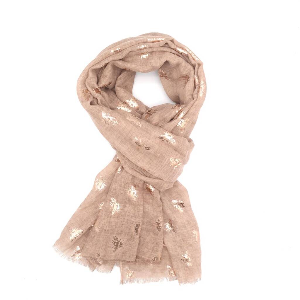 Bee Print Scarf - Soft & Stylish Floral Wrap for Women - Perfect for Spring, Fall, and Casual Outfits