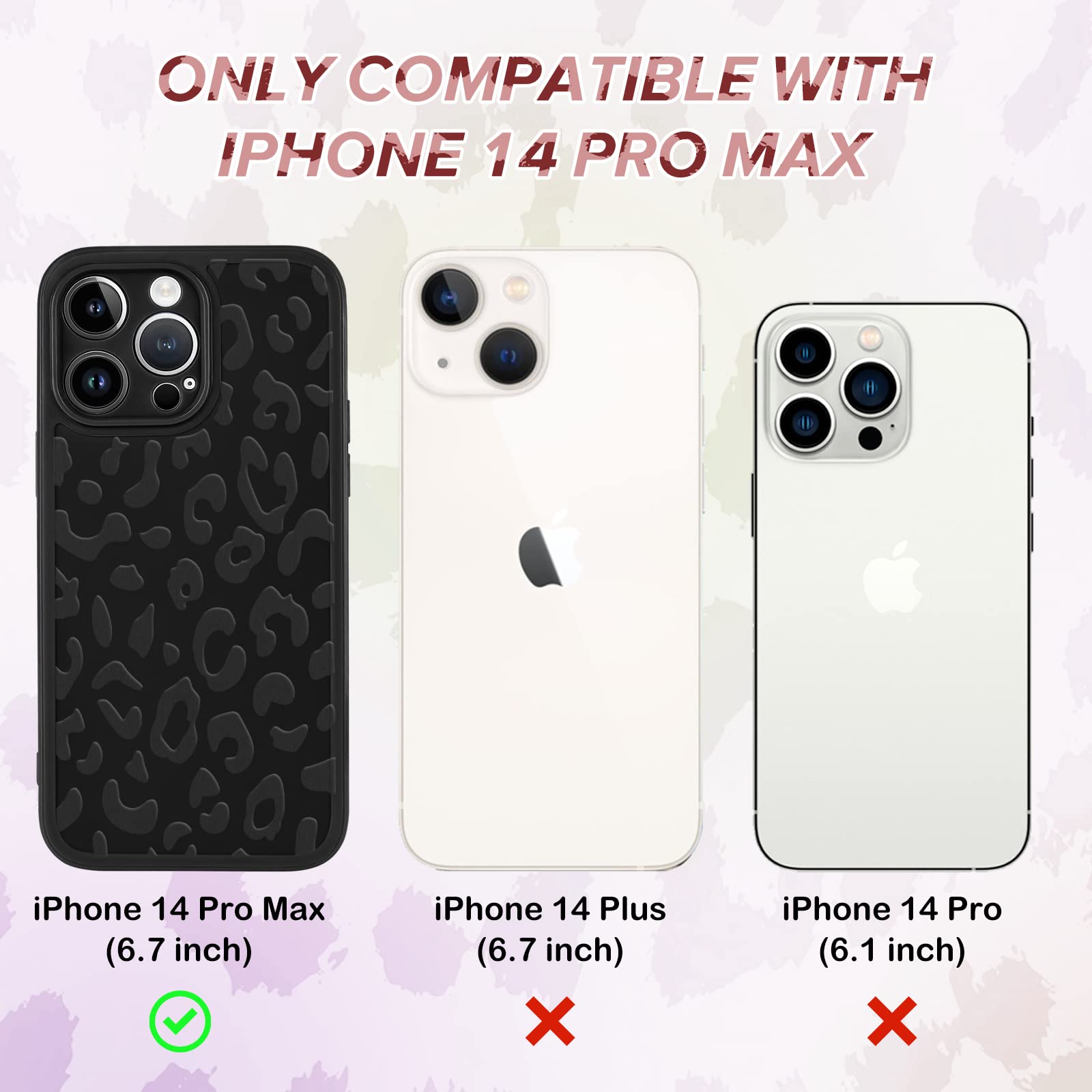 Newseego Luxury Leopard Print iPhone 14 Pro Max Case - Shockproof Soft TPU Bumper Cover with Full Camera Protection for Women (Black) | Perfect for Everyday Use, Work & Travel