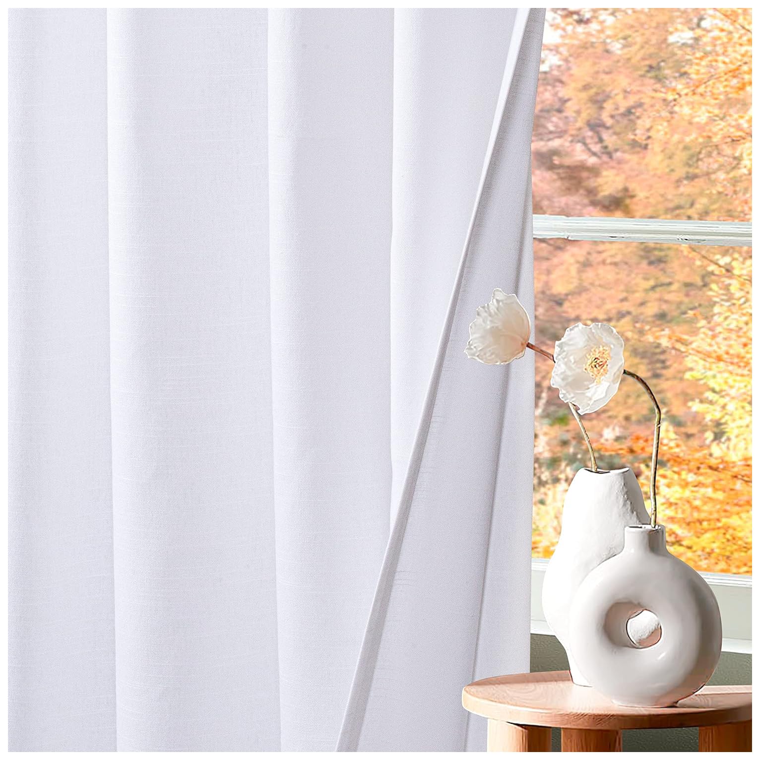 HOMIDATE 2-Pack White Cotton Curtains 50x72 Inch - Lightweight Bathroom Window Drapes, Tab Top Panels for Kitchen, Living Room & Bedroom - Soft Fabric Window Treatments for Privacy & Sun Protection - Perfect for Home Decor, Apartment & Dorm Room
